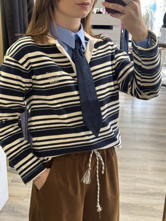 Maglia polo a righe con ricamo Tensione IN