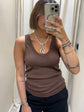 Top canotta a costa scollo V Susy Mix