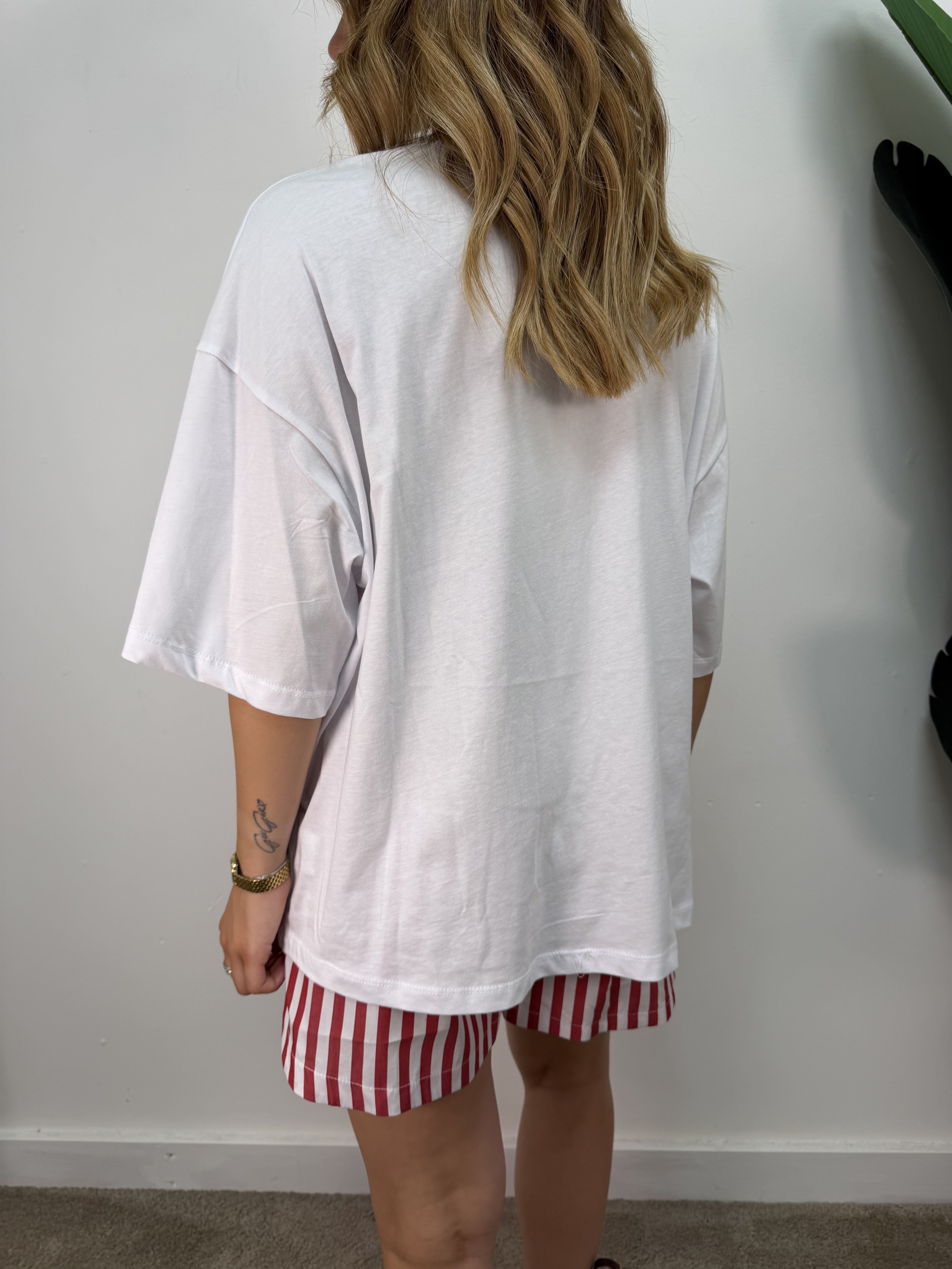 Coord-set t-shirt "peperoncini" e short righe Tensione In
