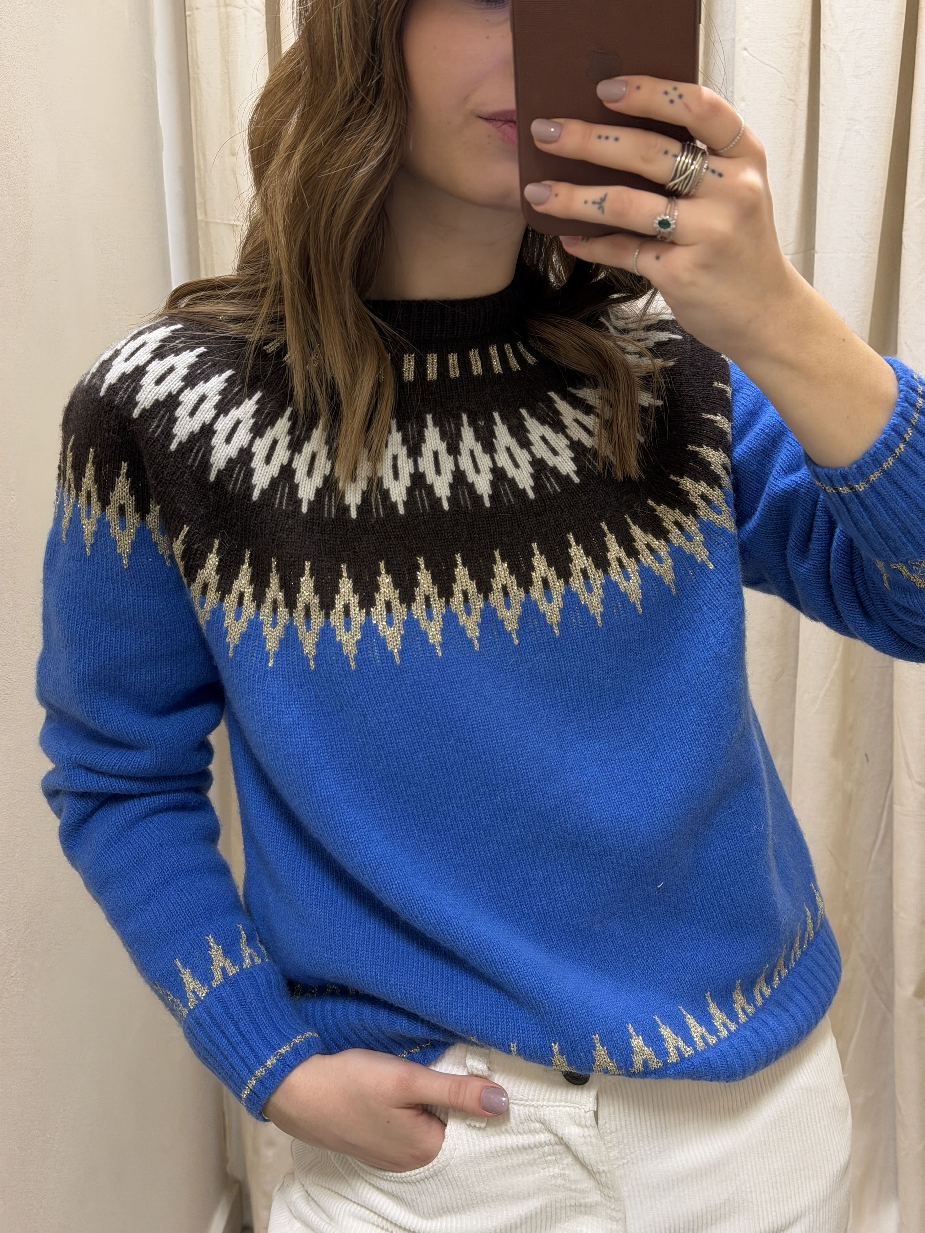 Maglione girocollo geometrico lurex Tensione In