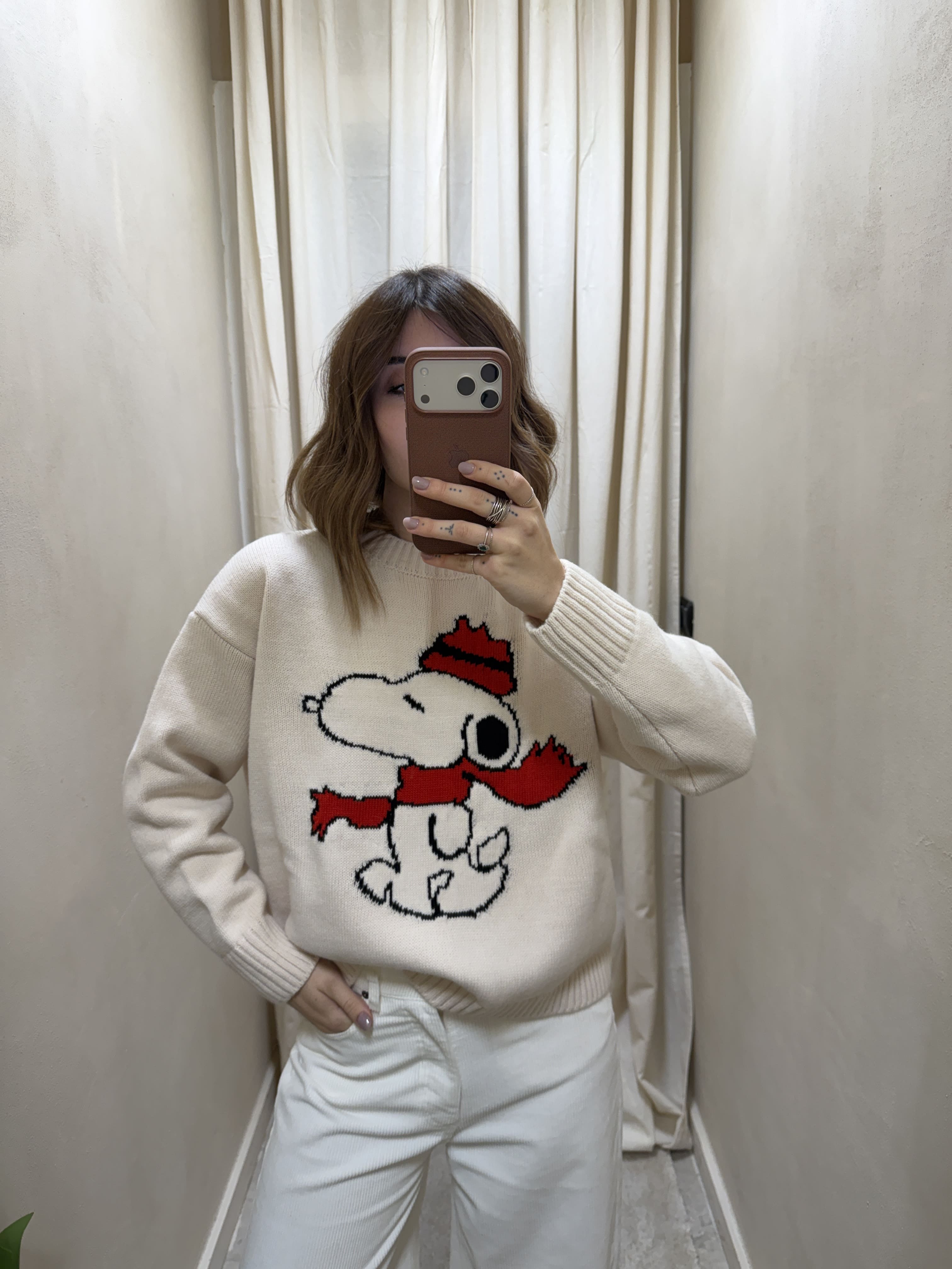 Maglione girocollo ricamo Snoopy Tensione In