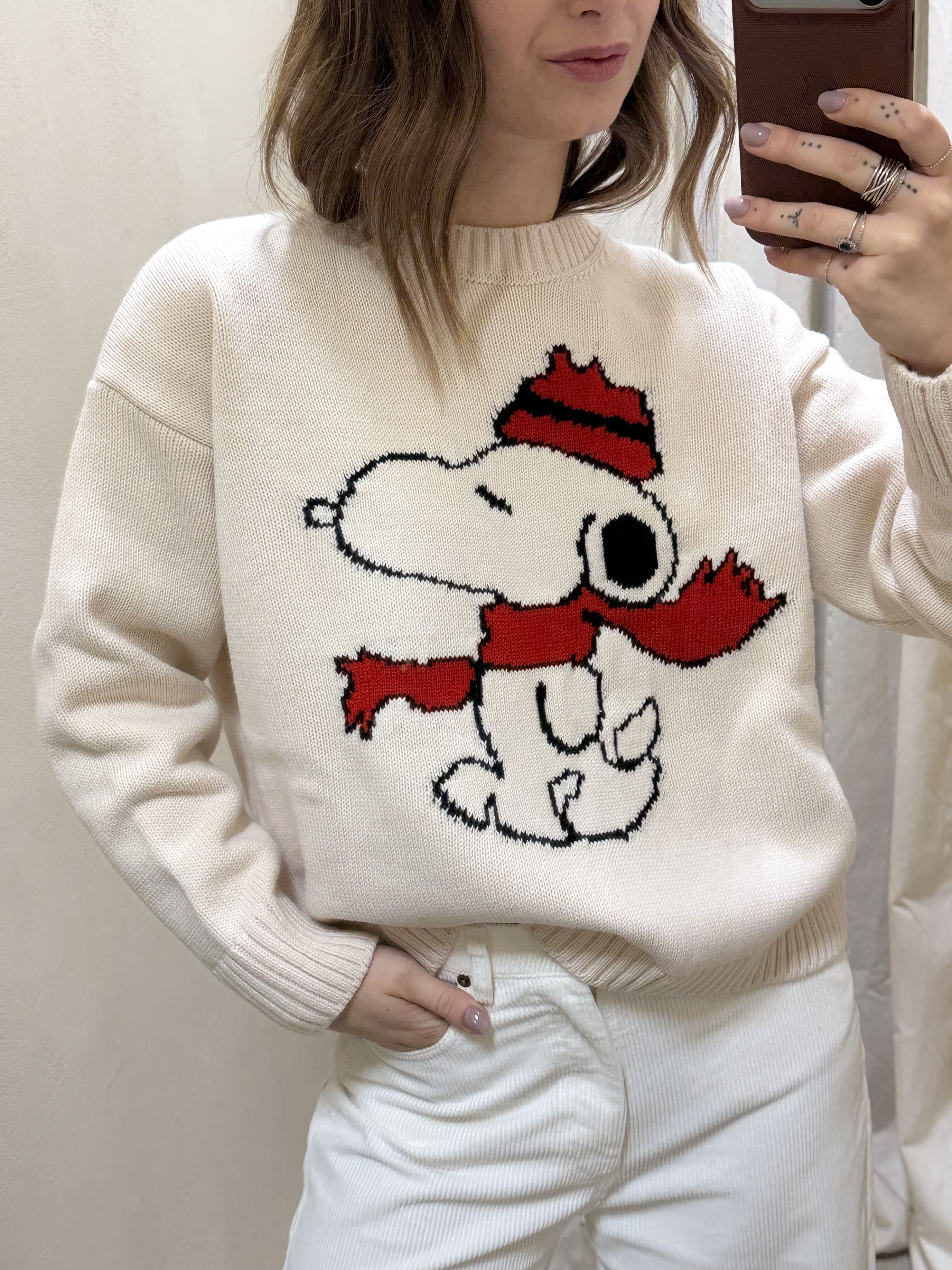 Maglione girocollo ricamo Snoopy Tensione In
