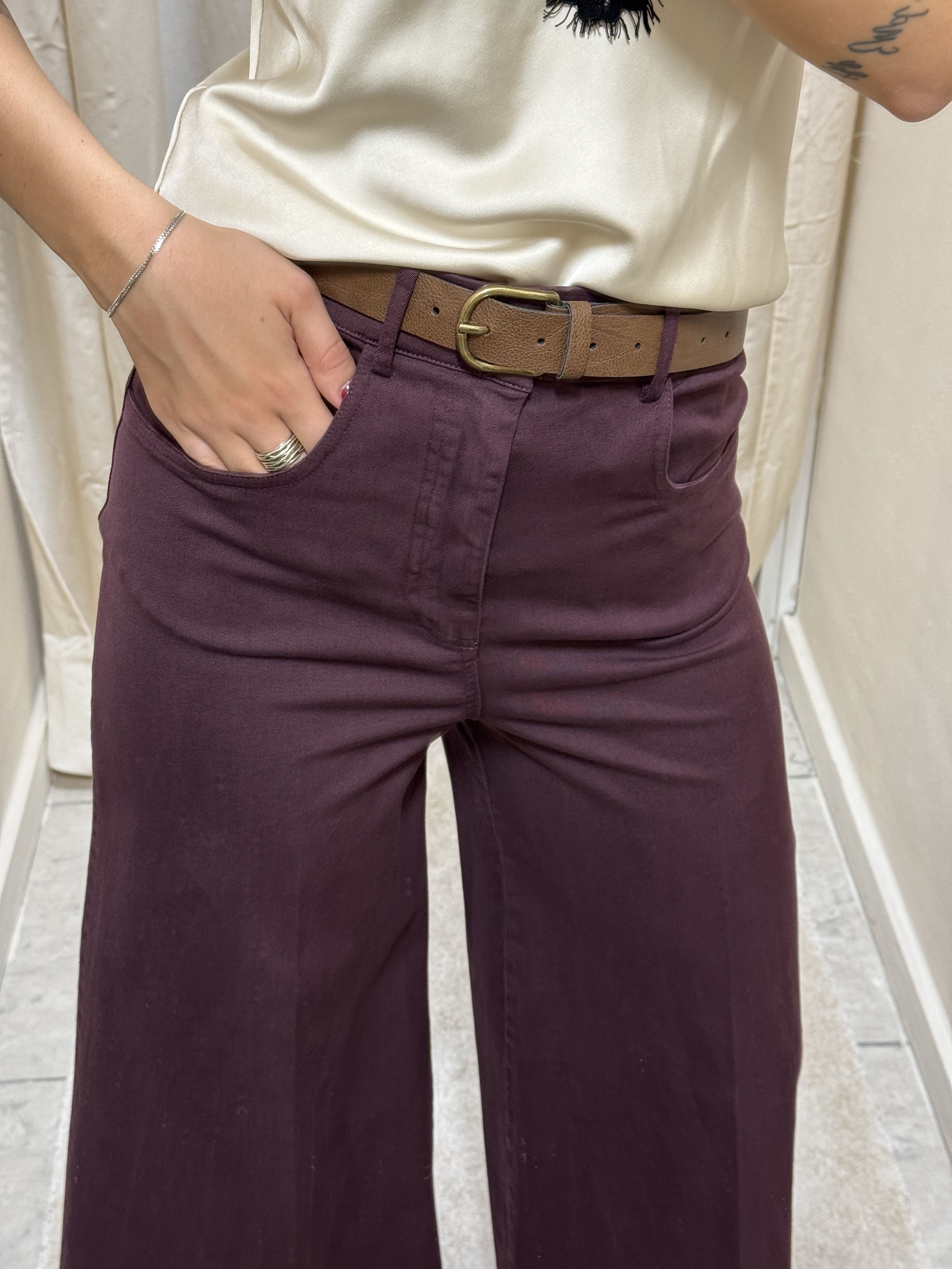 Pantalone gamba ampia in cotone Tensione In