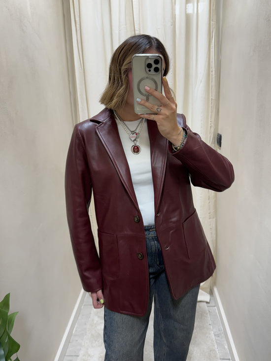 Giacca monopetto oversize in vera pelle My-d