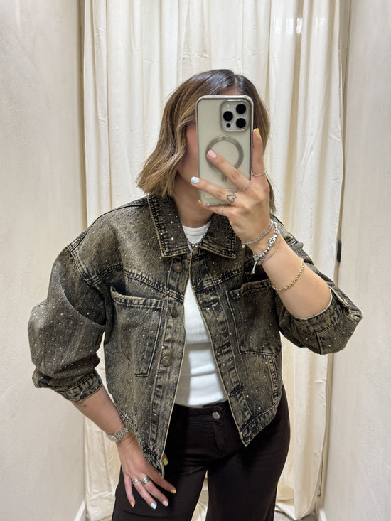 Giacca in denim con strass oversize Myd