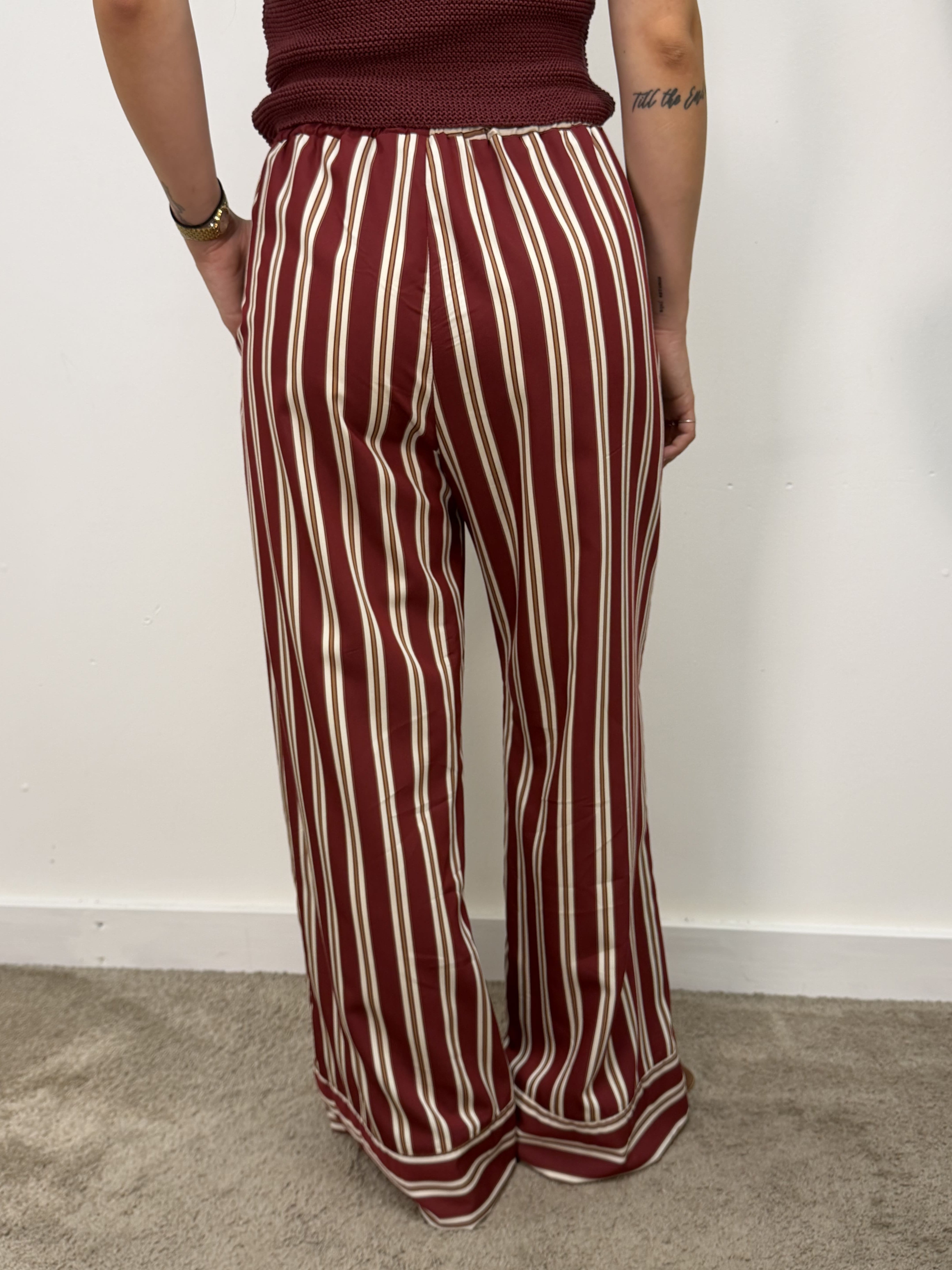 Pantalone palazzo stampa riga Please