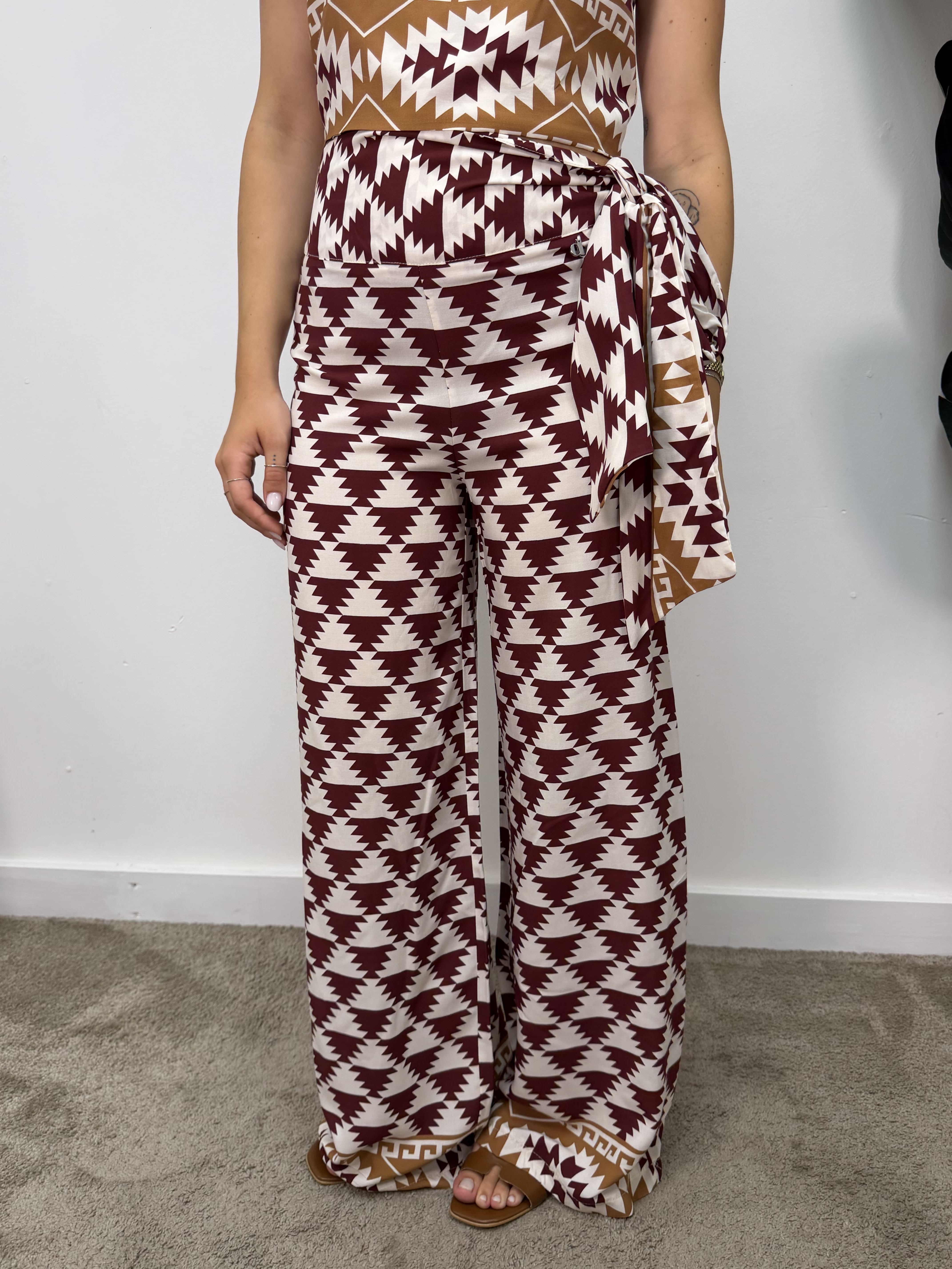 Pantalone in viscosa stampa azteca Dixie