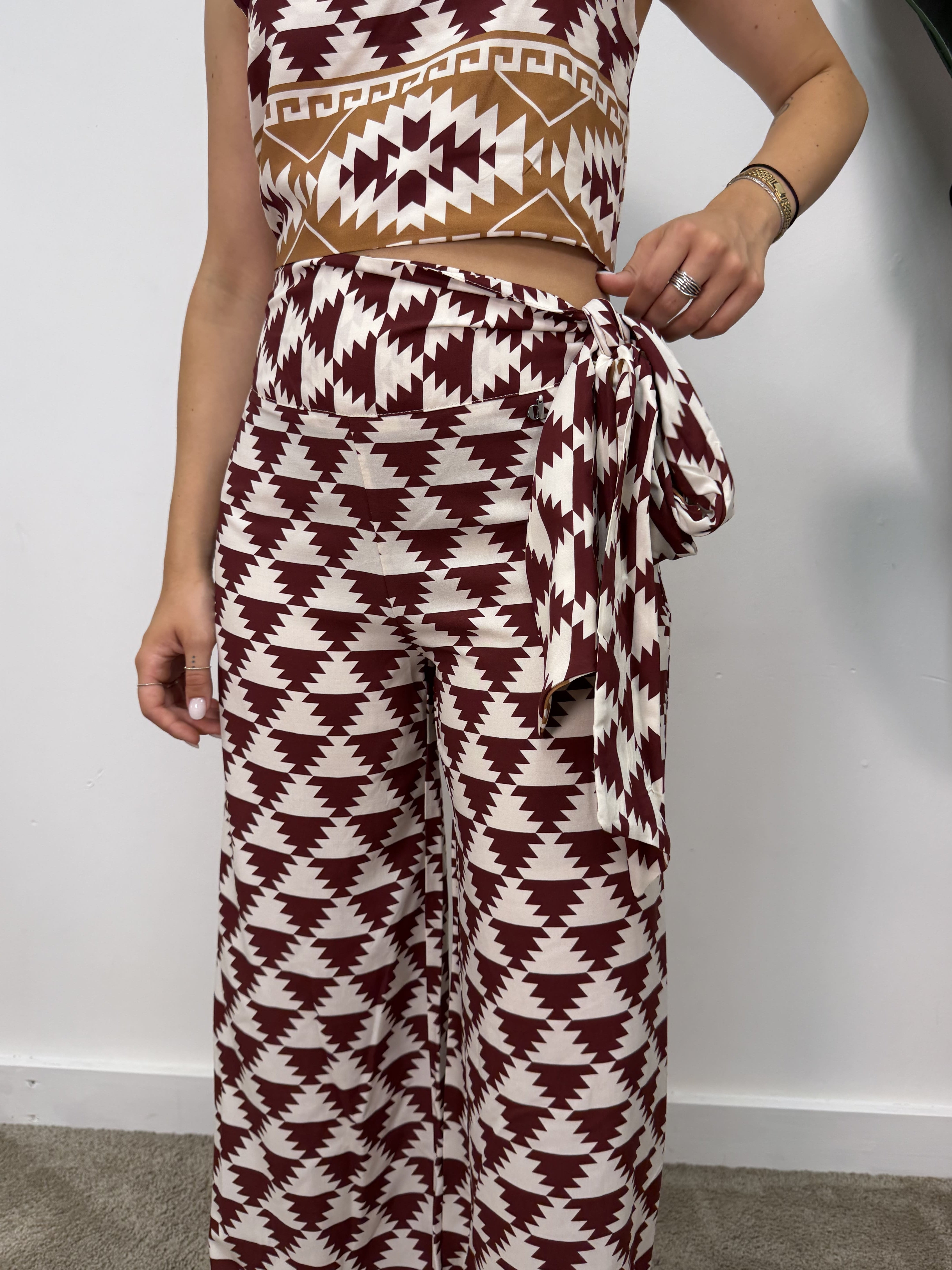 Pantalone in viscosa stampa azteca Dixie