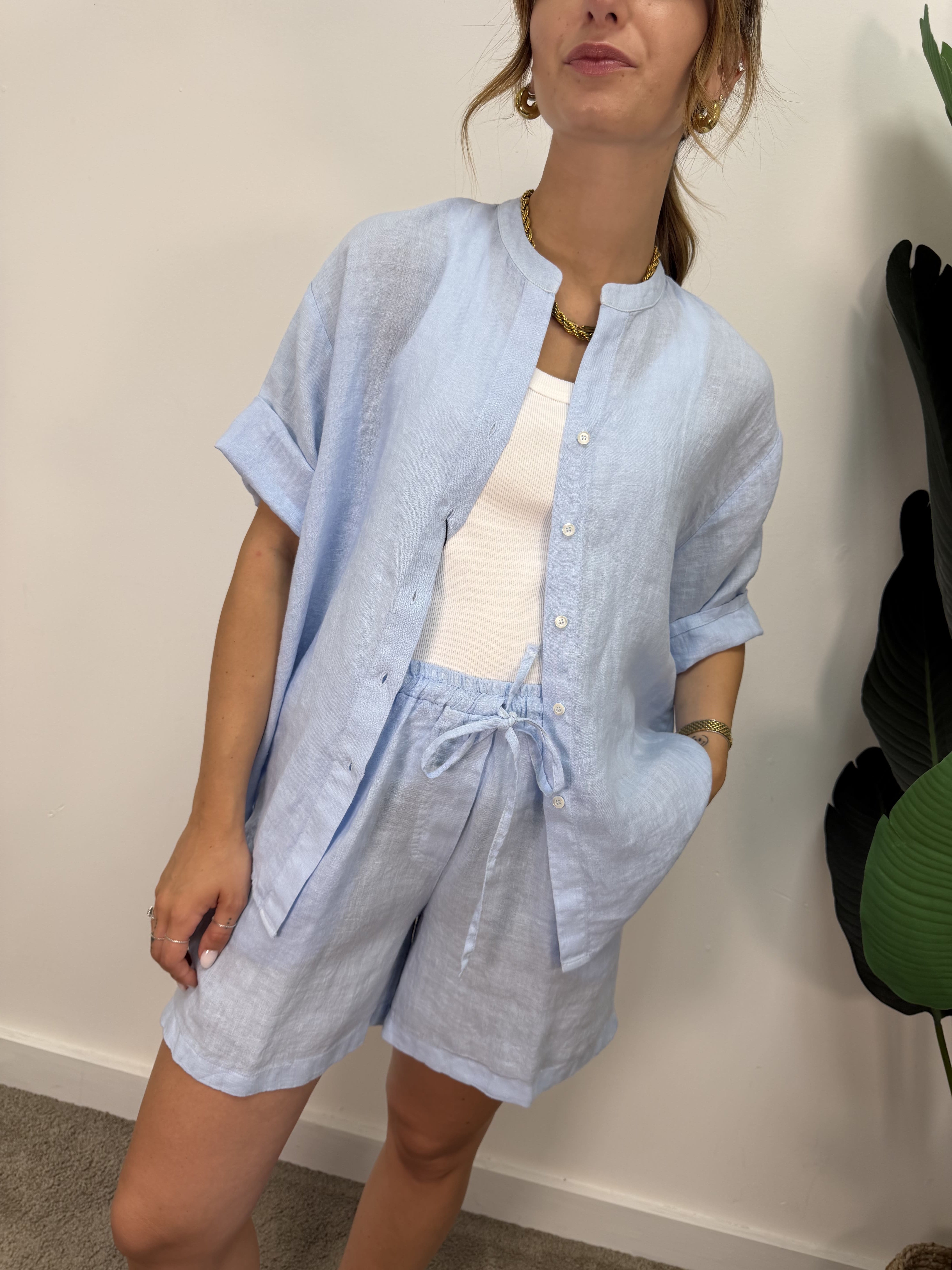 Camicia in puro lino tinto in capo Dixie