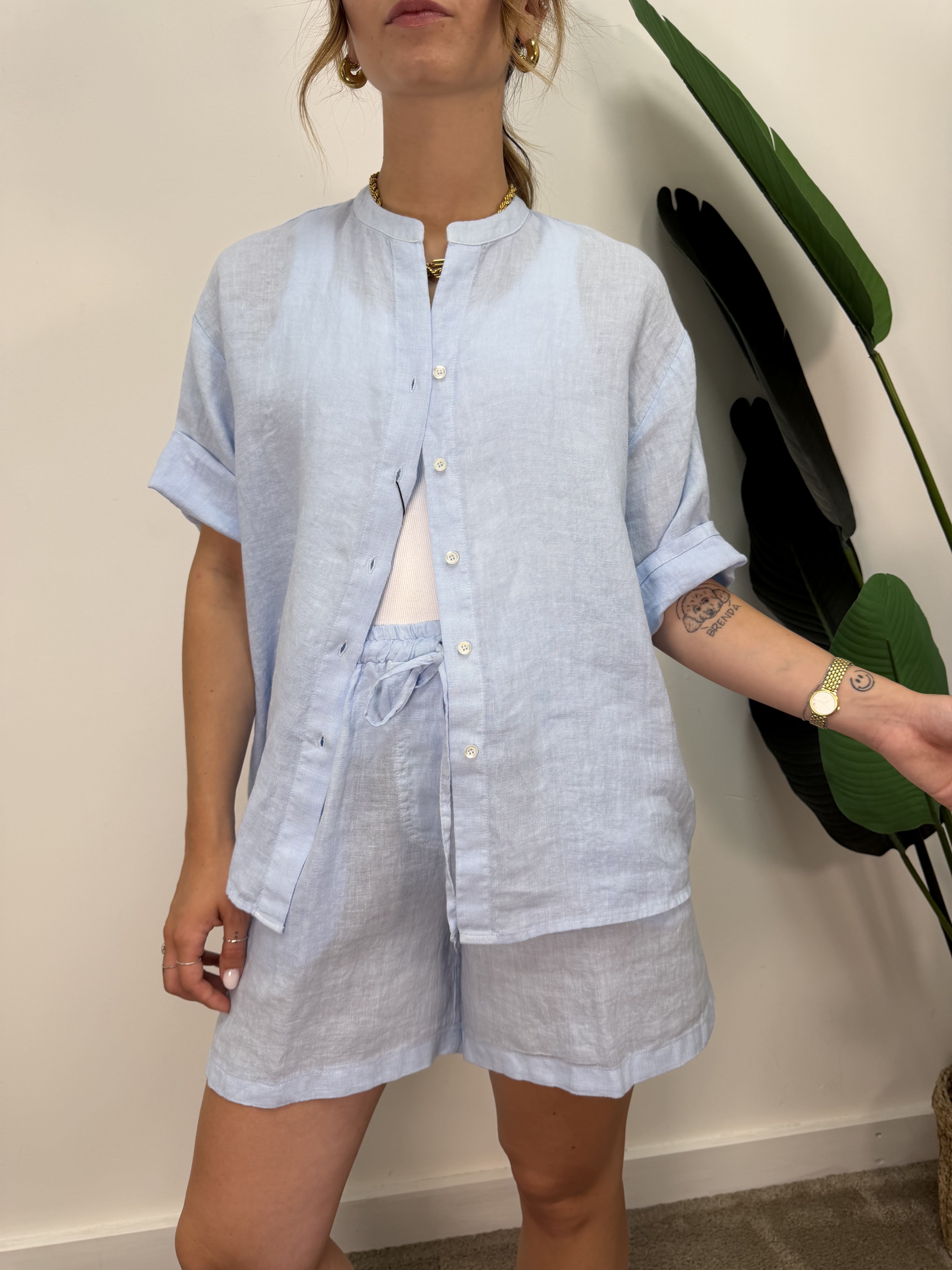 Camicia in puro lino tinto in capo Dixie