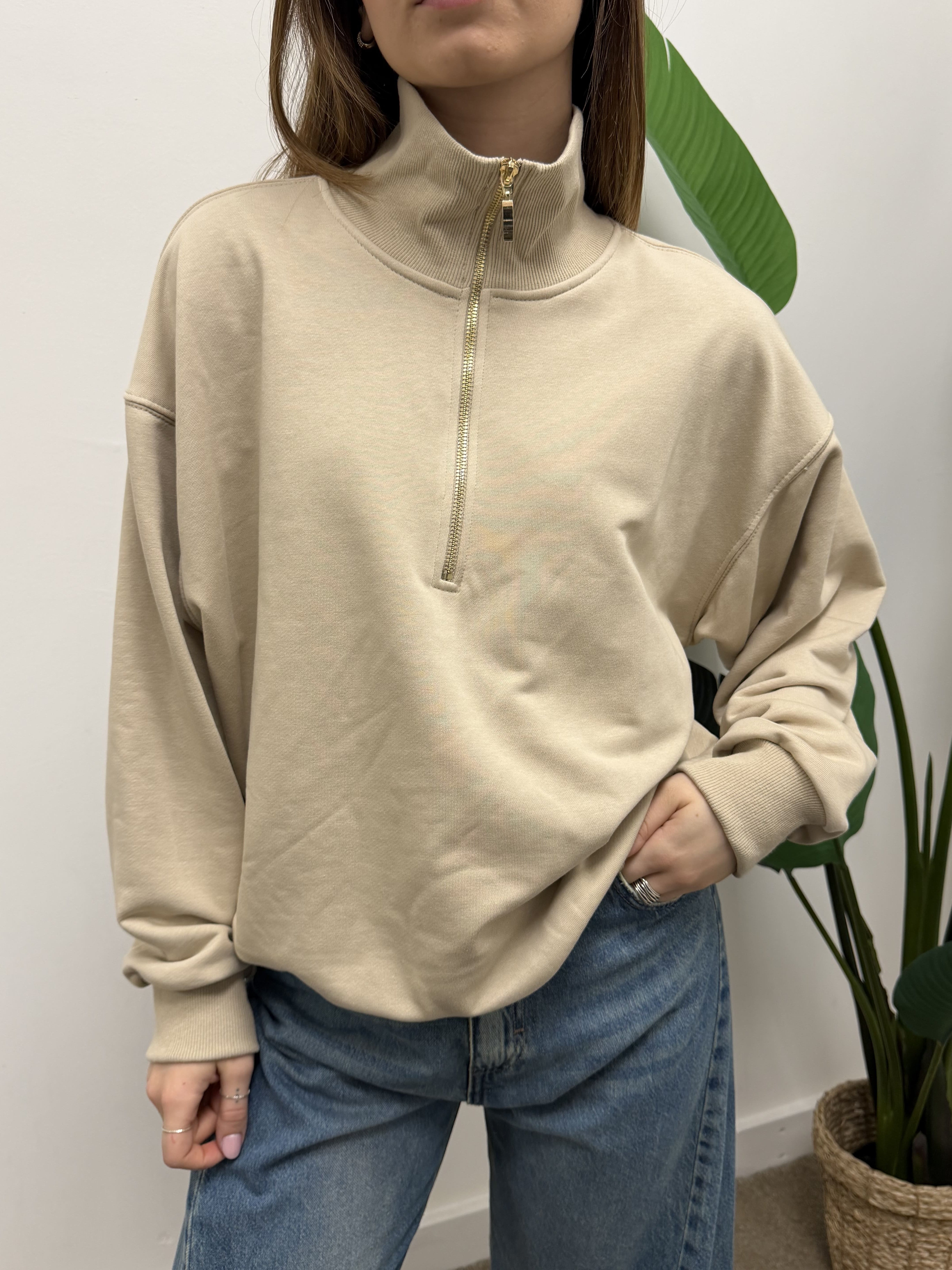 Felpa in cotone mezza zip Tensione In