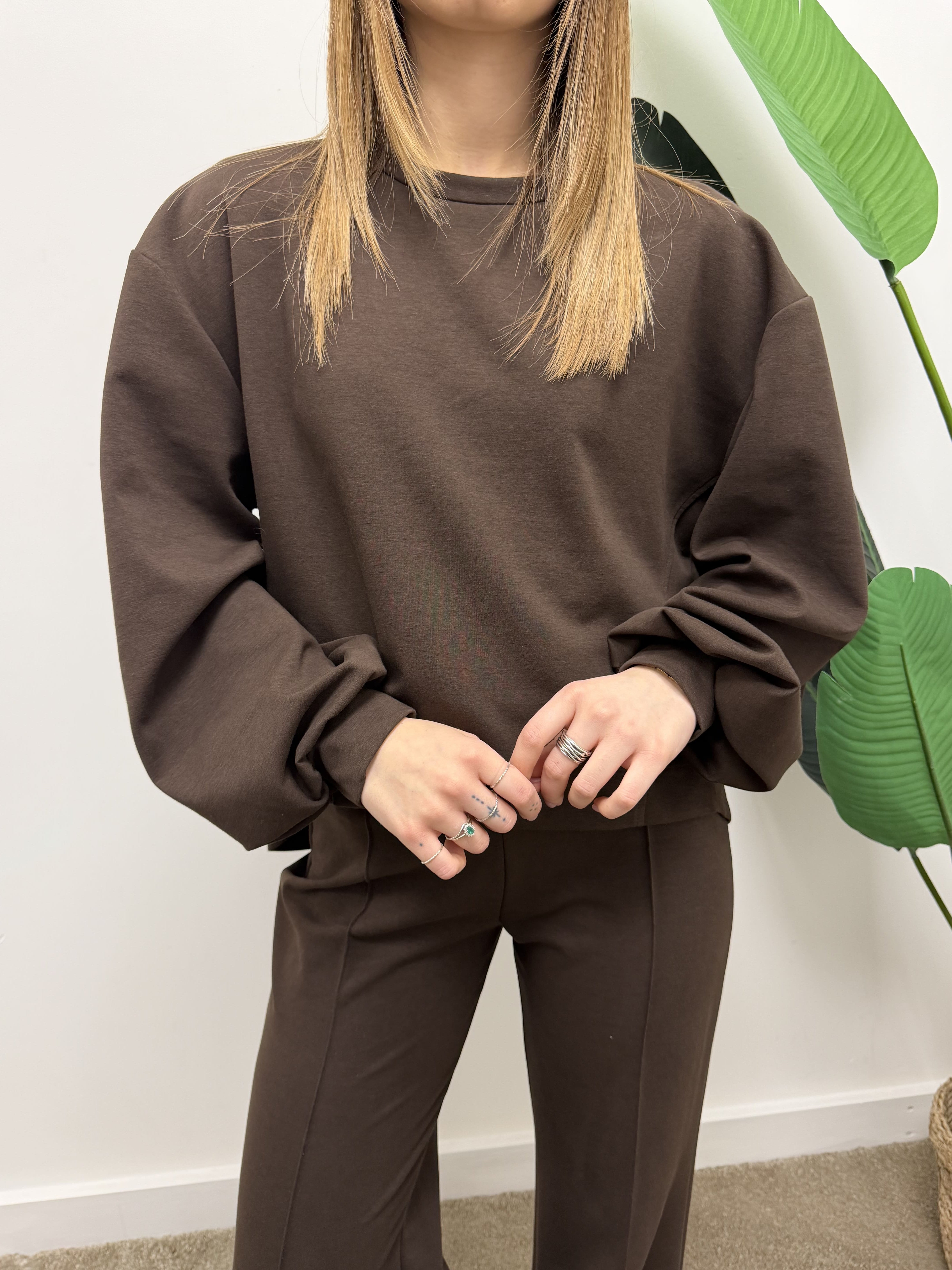 Coordinato maglia girocollo + pantalone ovetto Susy Mix