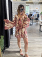 Blusa fantasia tie-dye scollo V manica ampia Tensione In