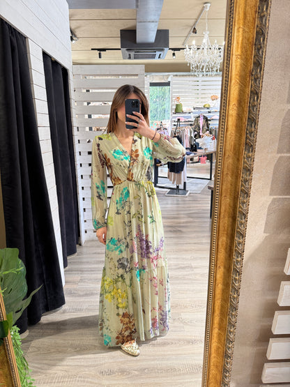 Abito lungo stampa fiori Dixie