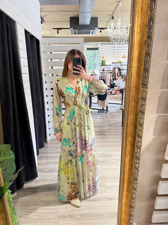 Abito lungo stampa fiori Dixie