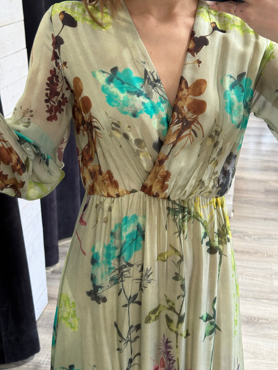 Abito lungo stampa fiori Dixie