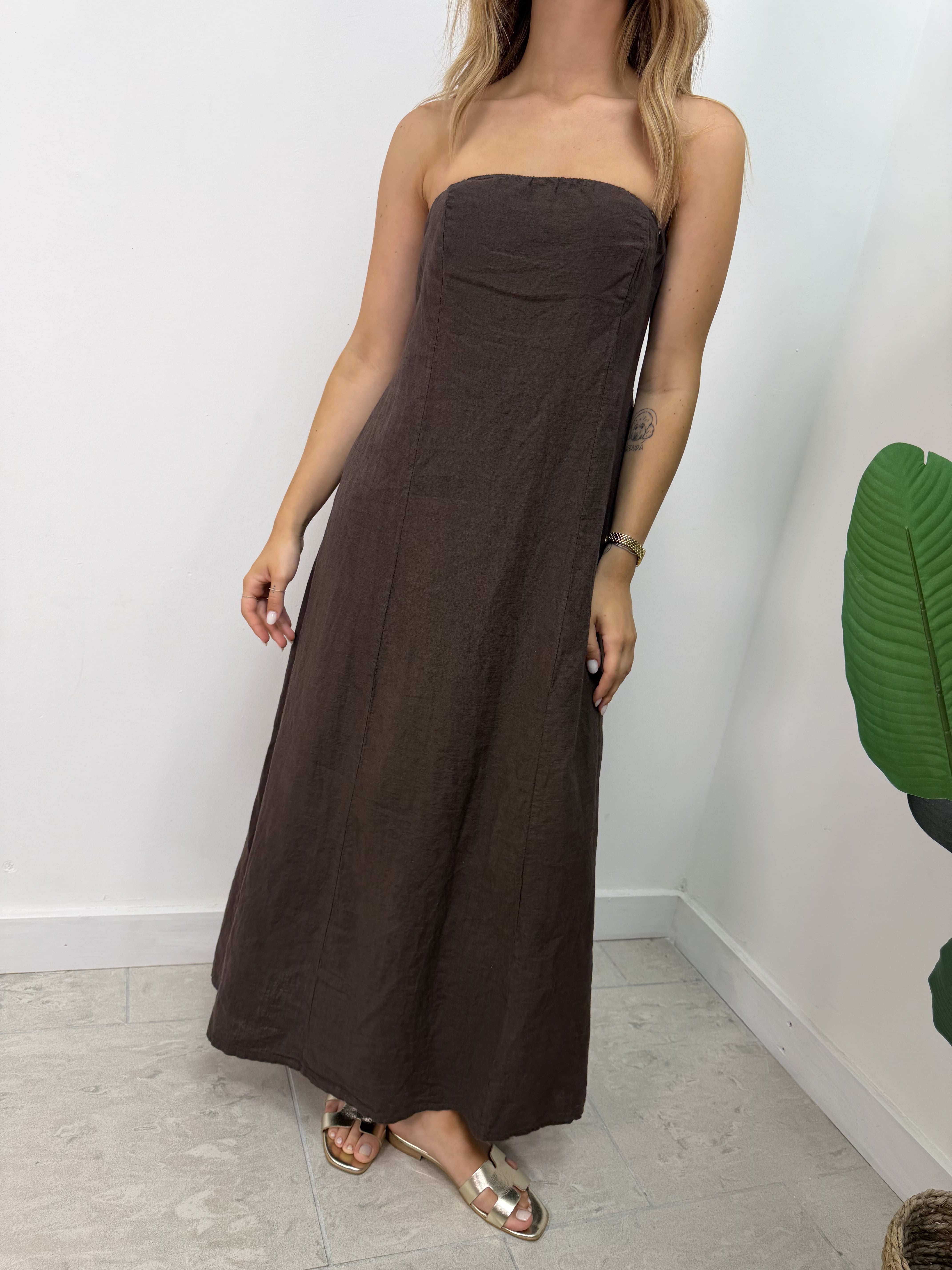 Abito midi a fascia in lino MyD