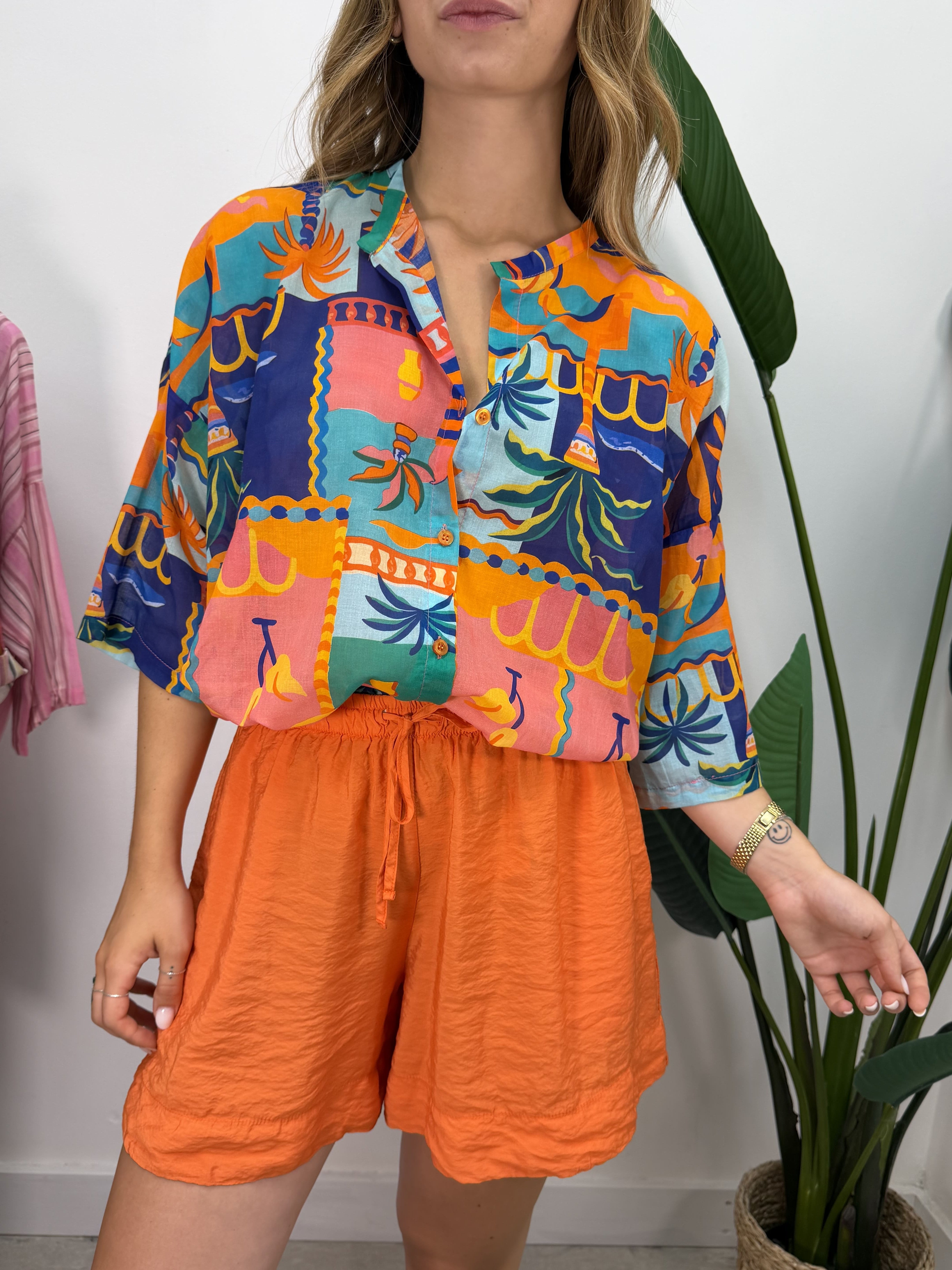 Camicia in mussola stampa tropical Tensione In