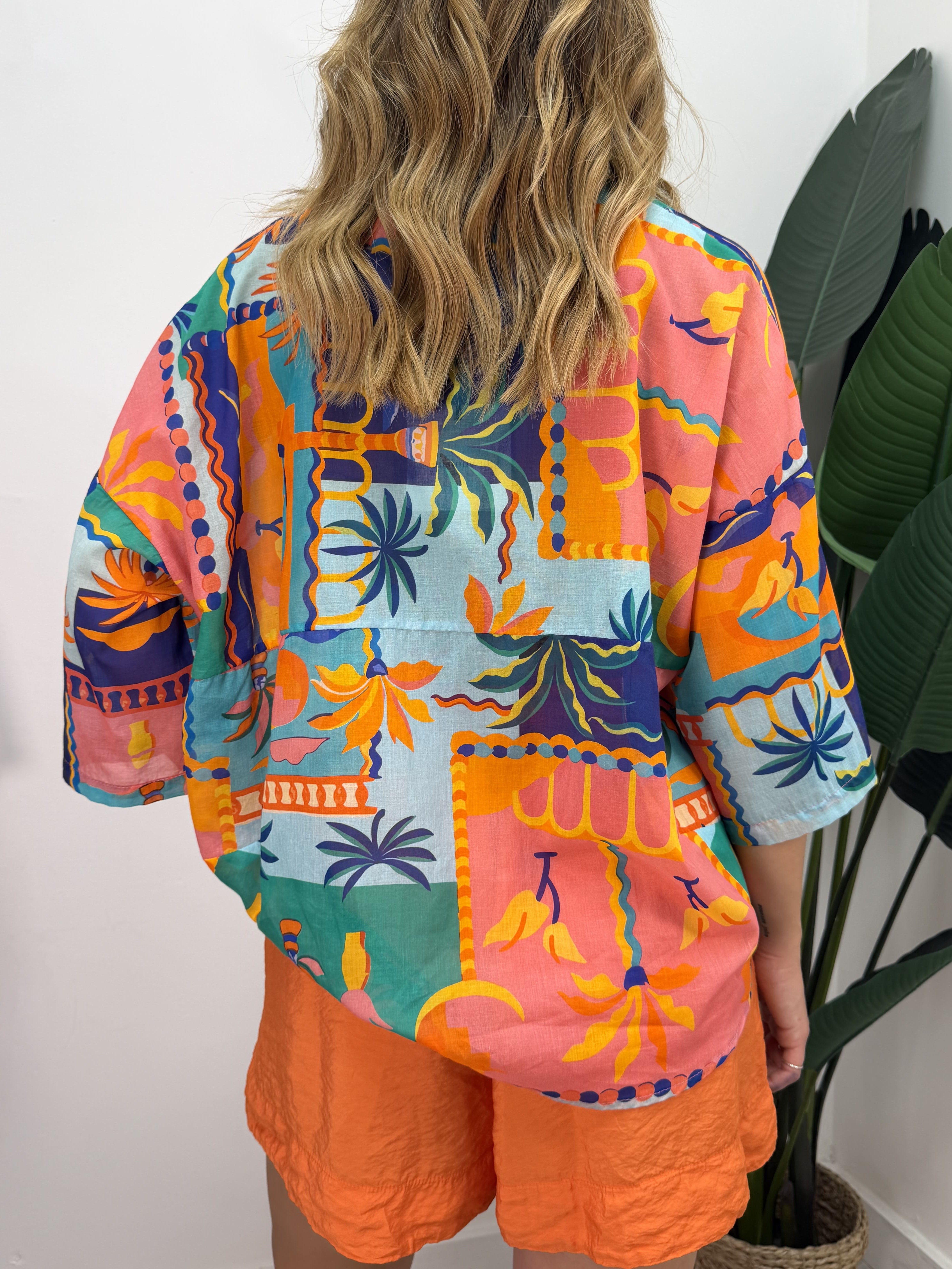 Camicia in mussola stampa tropical Tensione In