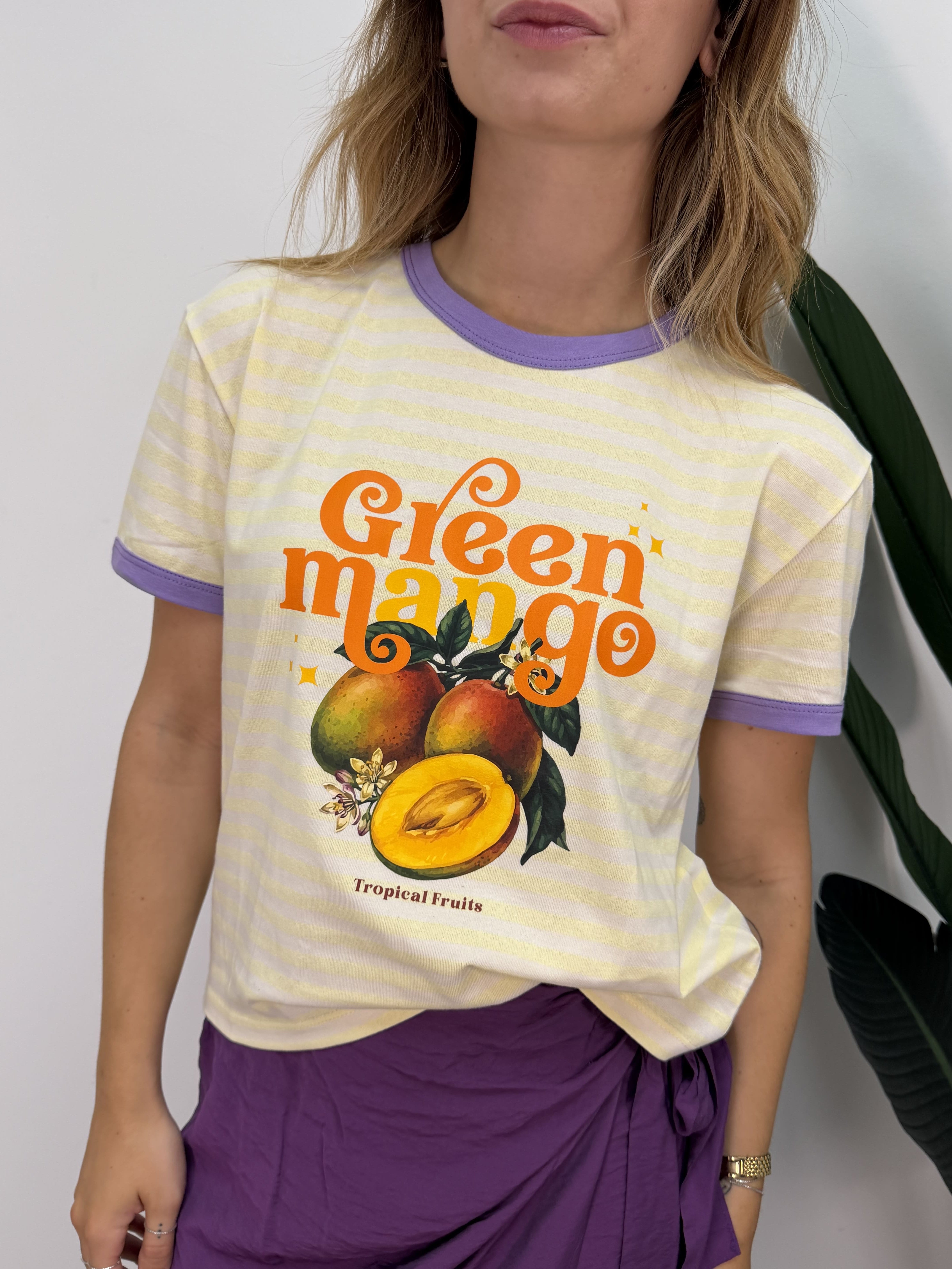 T-shirt rigata stampa mango Susy Mix