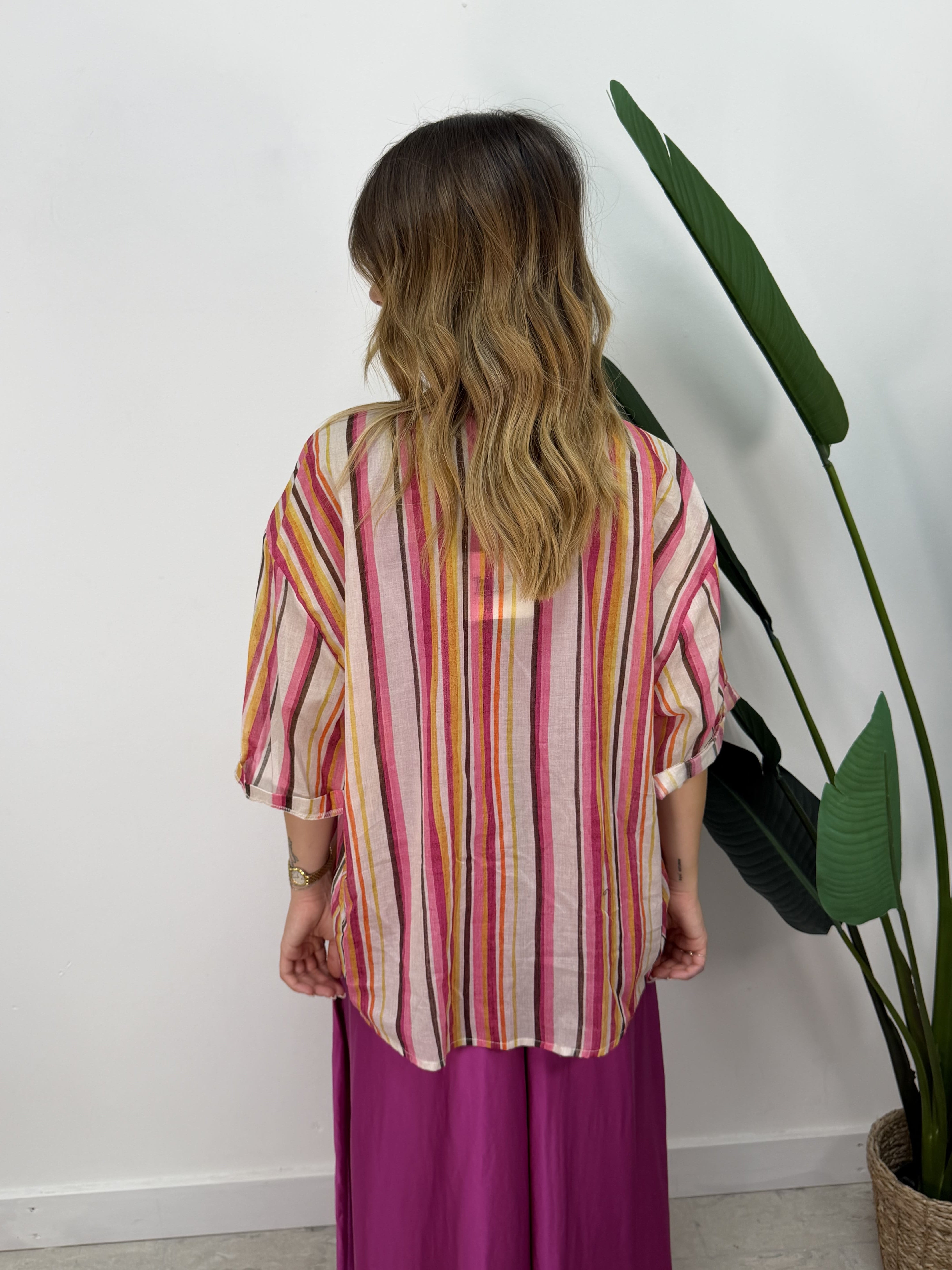 Camicia in mussola rigata multicolor Tensione In