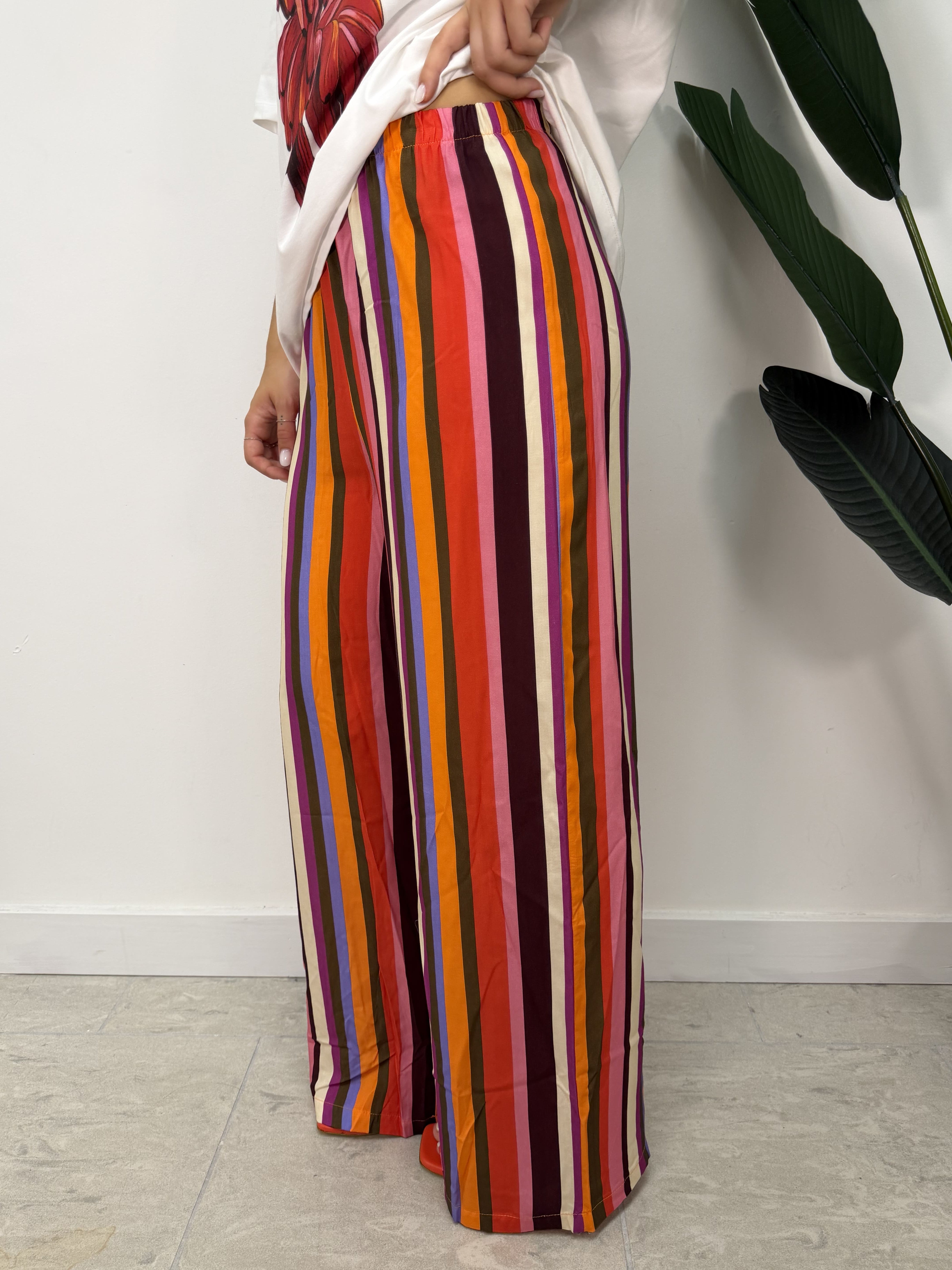 Pantalone fluido stampa righe Tensione In
