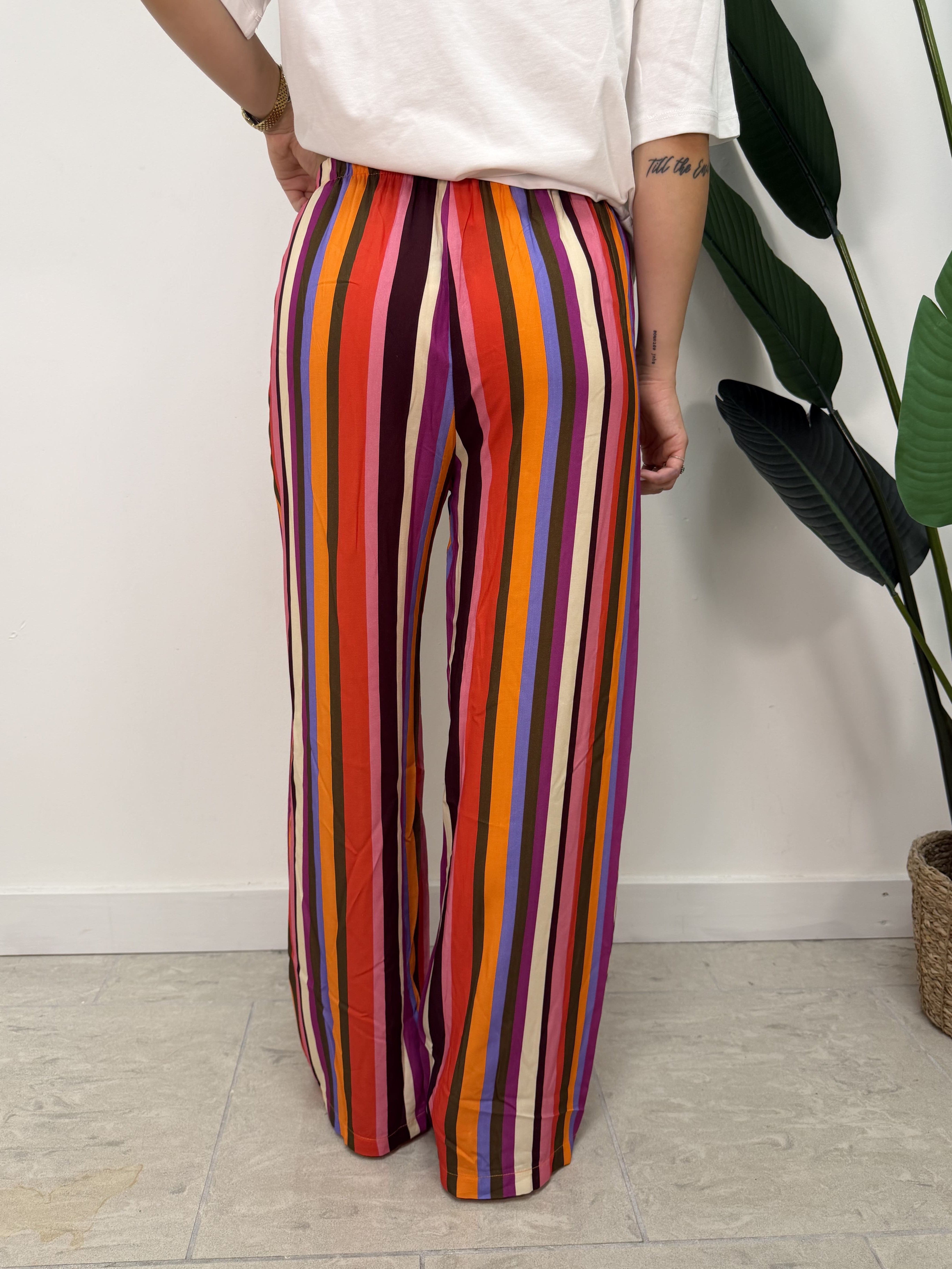 Pantalone fluido stampa righe Tensione In