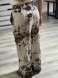 Pantalone gamba dritta floreale in lino Susy Mix