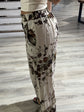 Pantalone gamba dritta floreale in lino Susy Mix