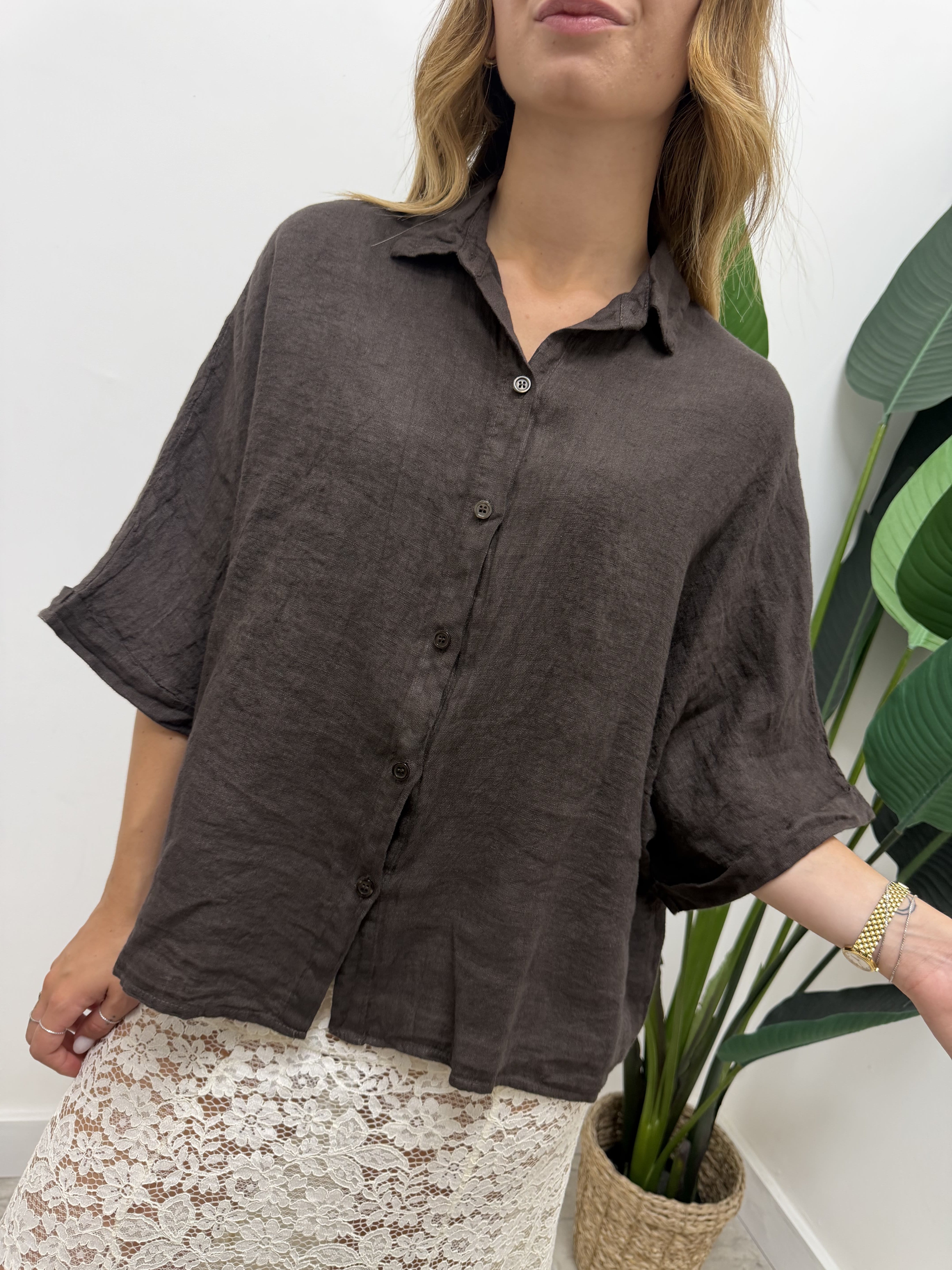 Camicia in lino mezza manica MyD