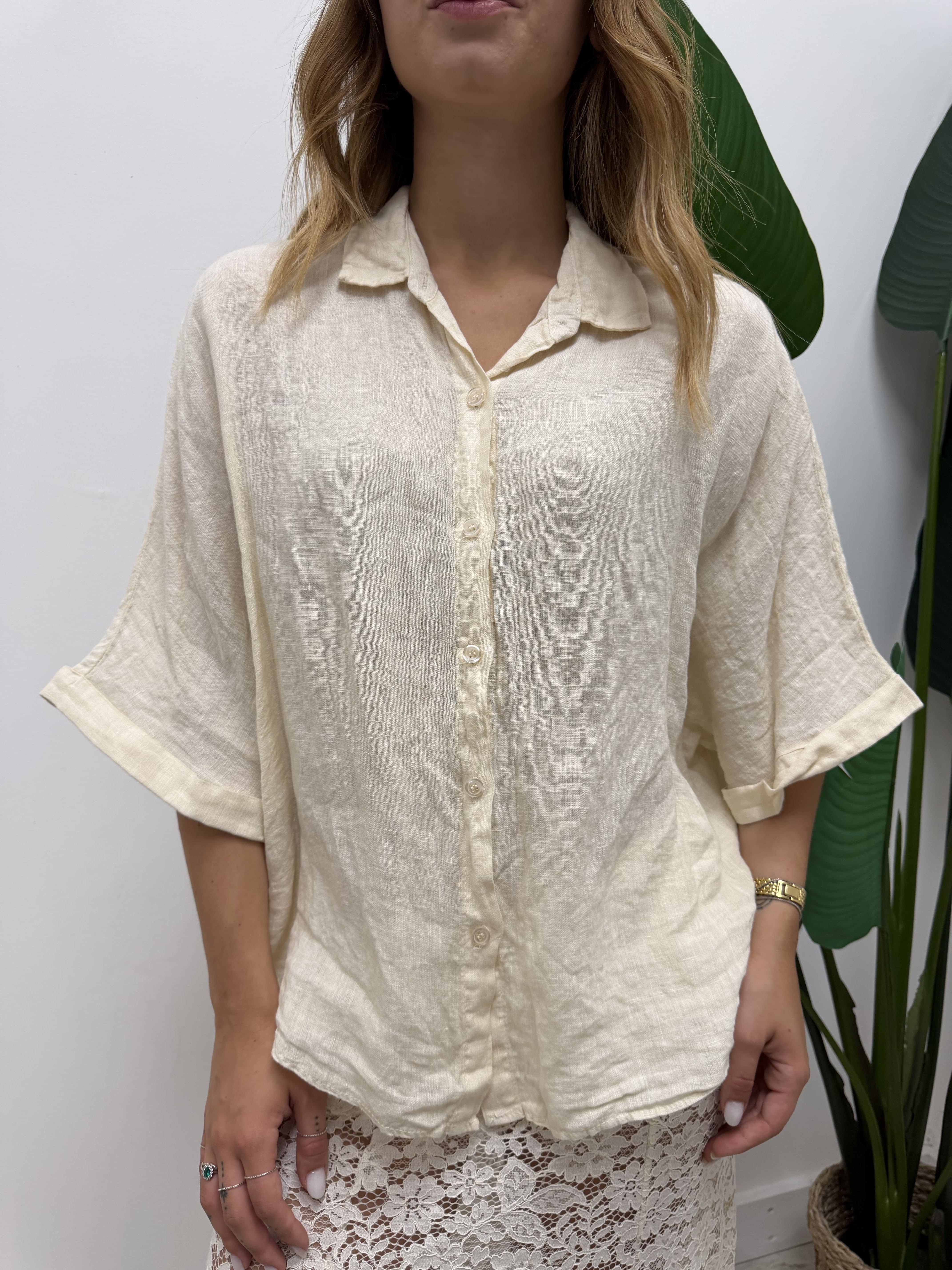 Camicia in lino mezza manica MyD