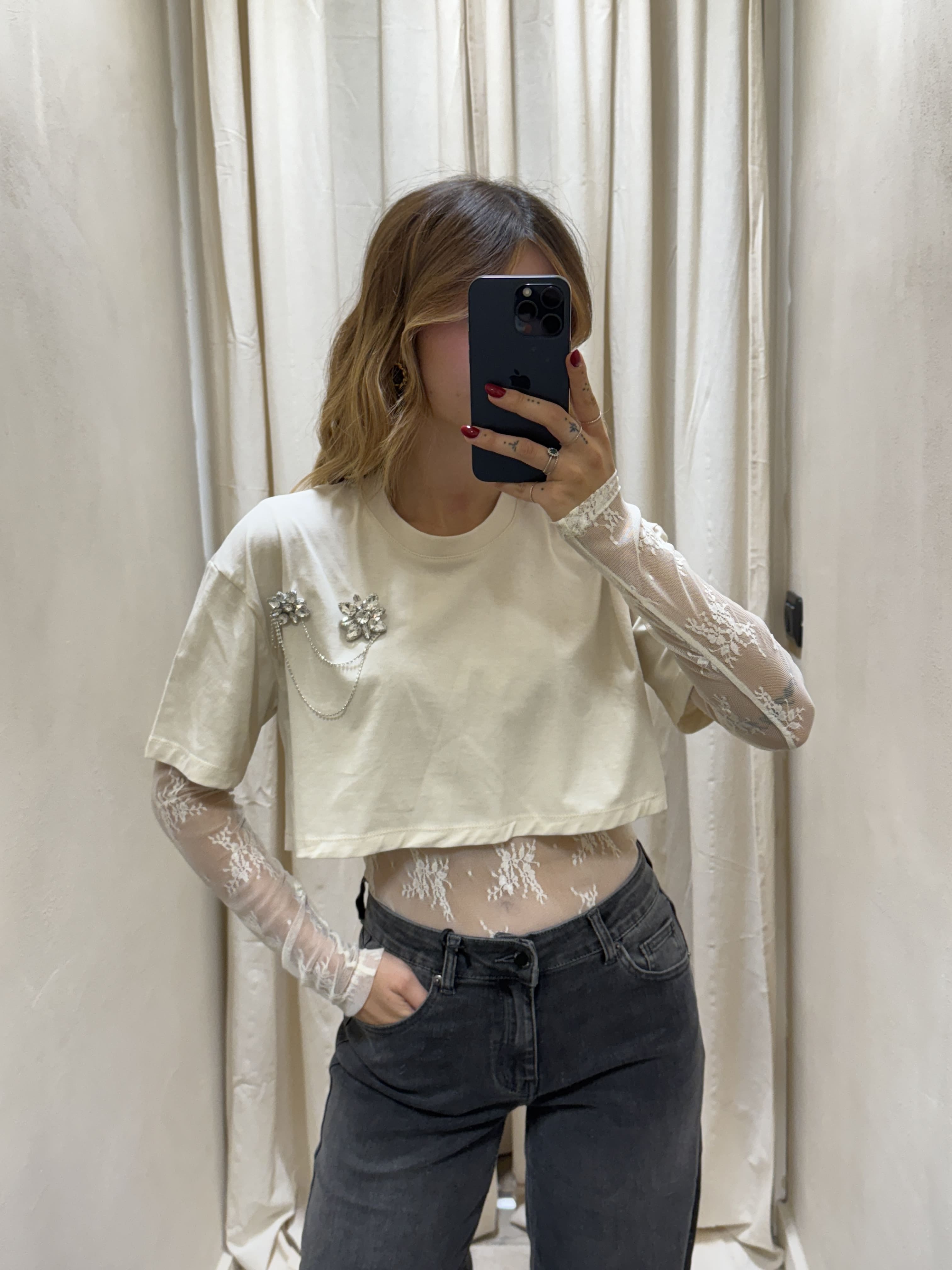 T-Shirt body manica pizzo Susy Mix