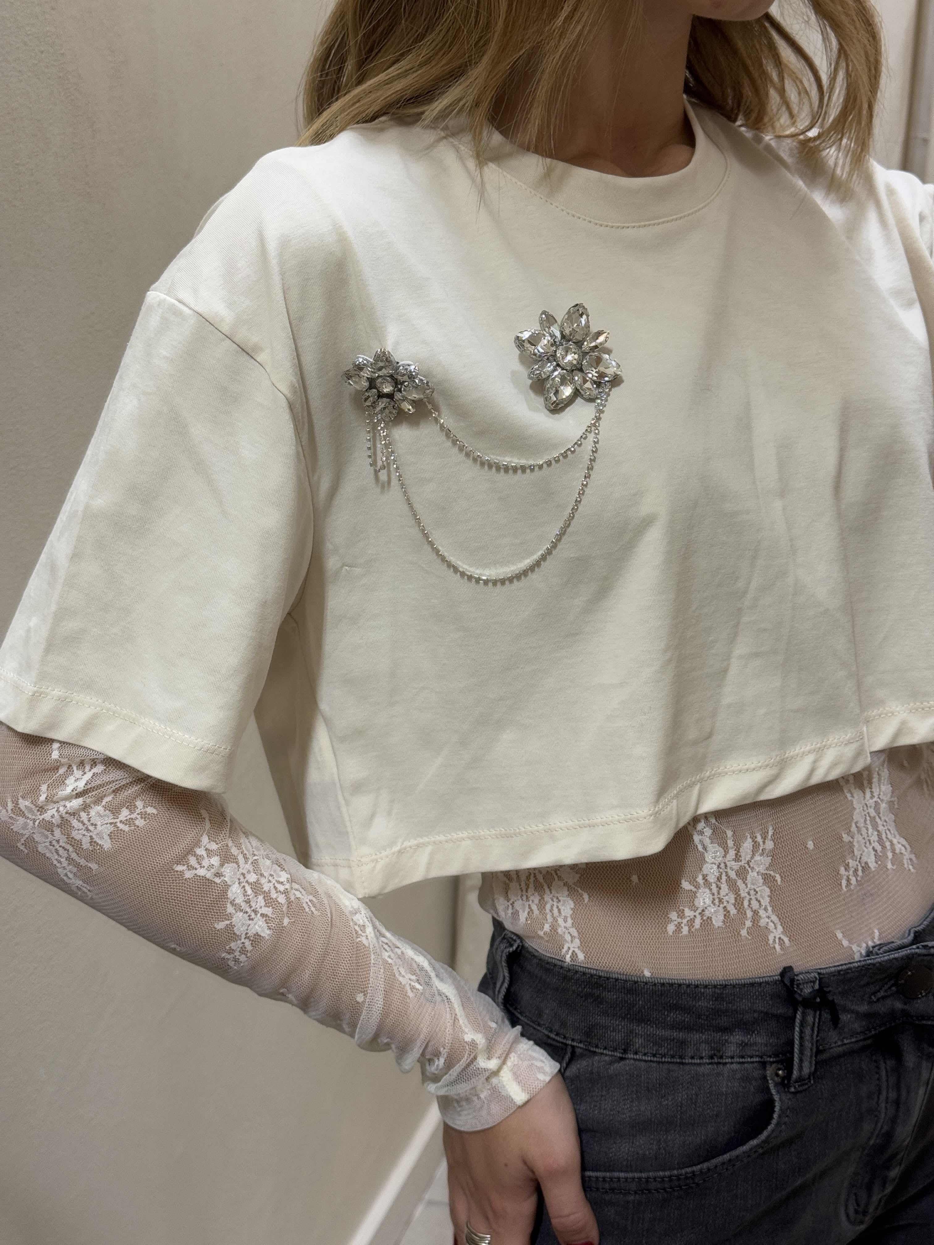 T-Shirt body manica pizzo Susy Mix