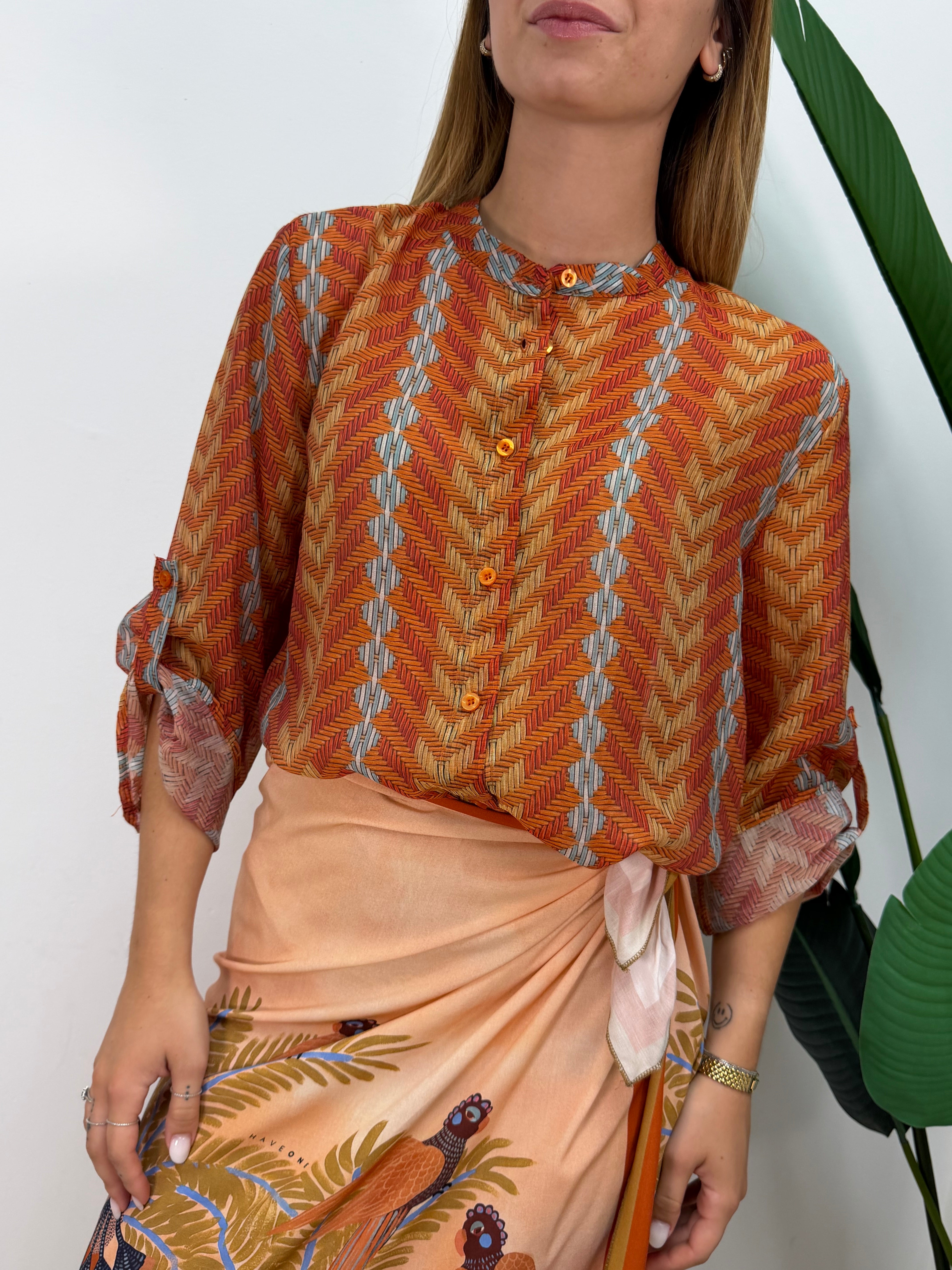 Camicia in mussola stampa astratta HaveOne