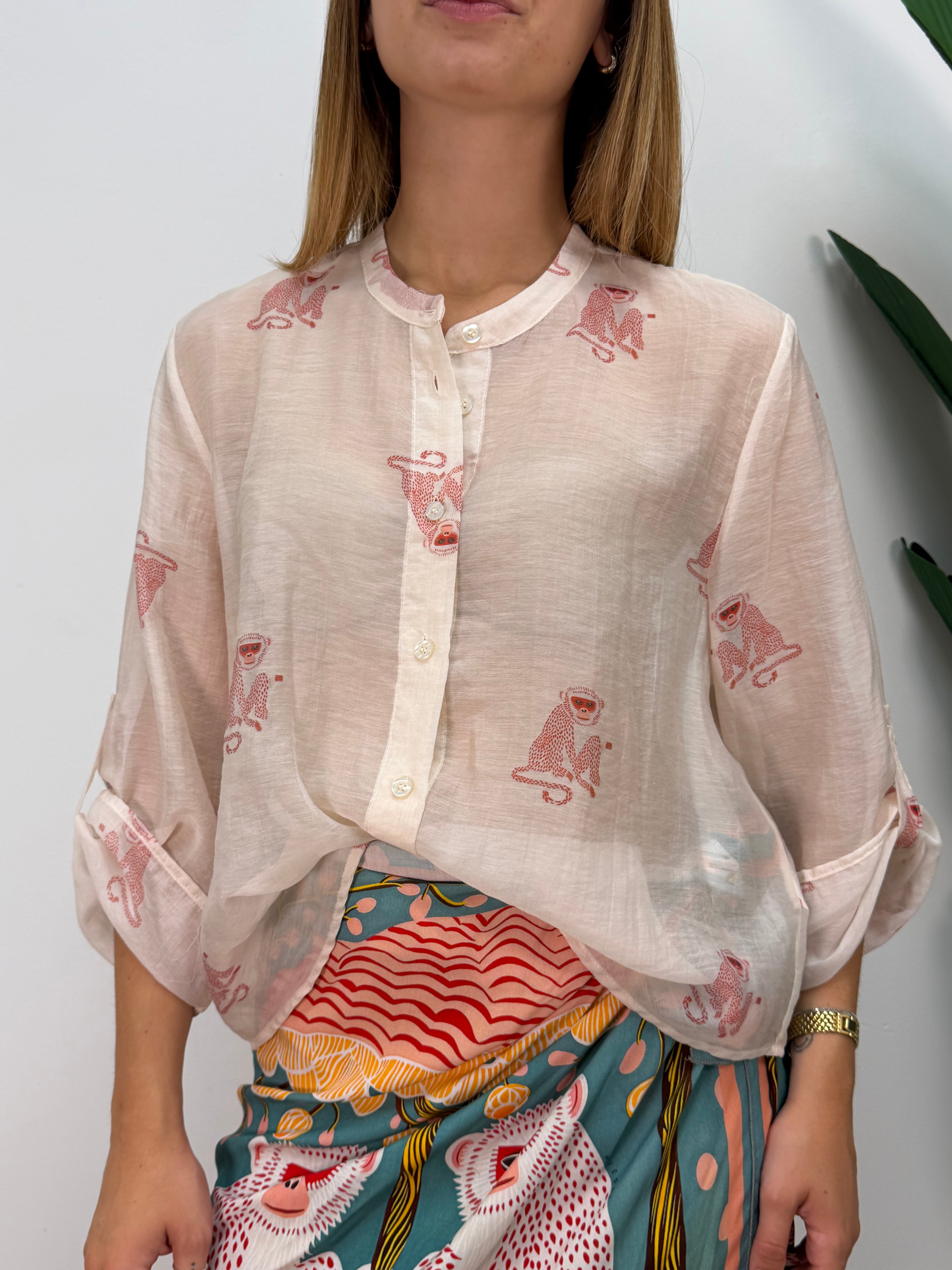 Camicia in mussola stampa scimmie HaveOne