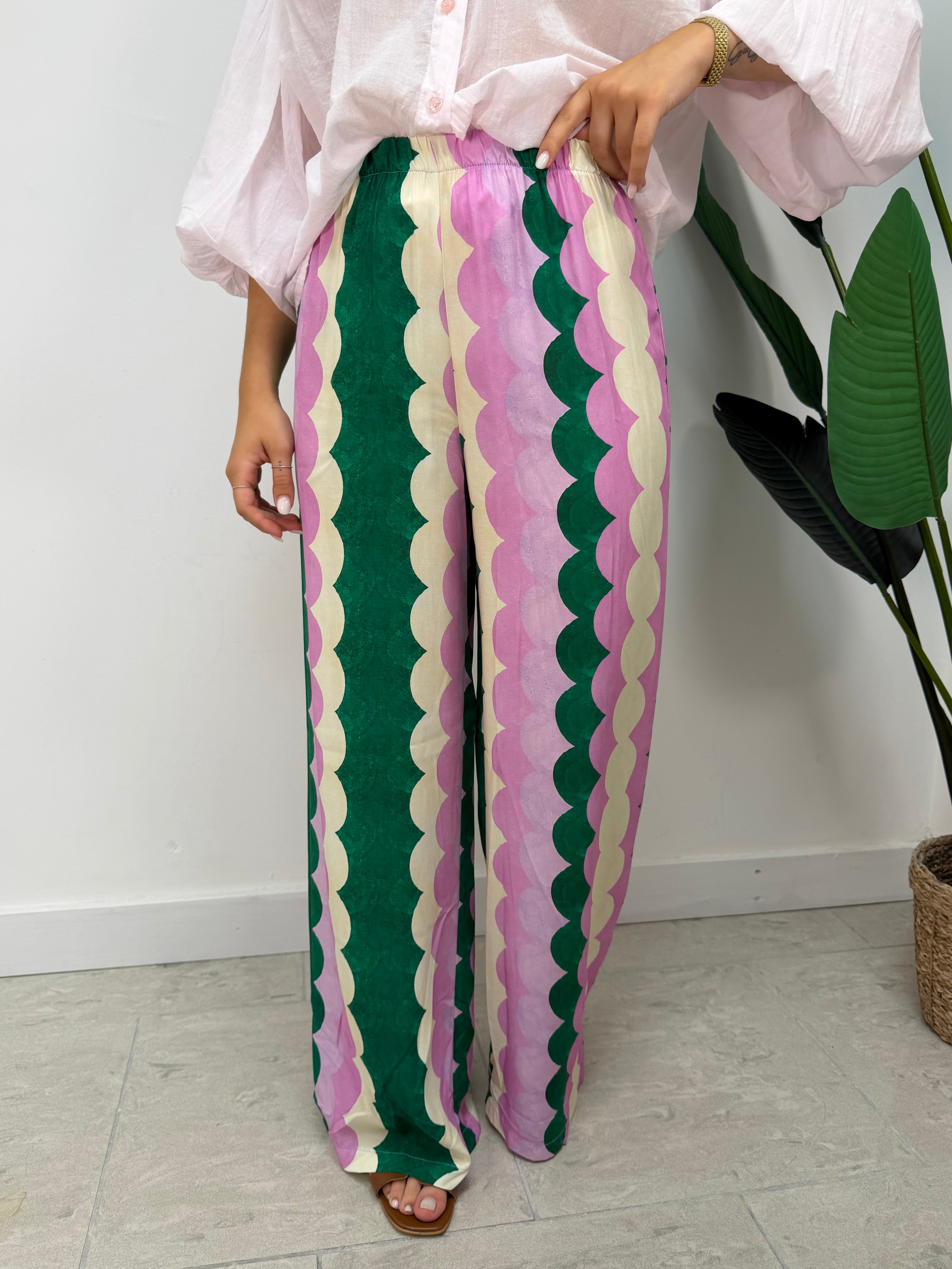 Pantalone gamba dritta fantasia multicolor Tensione In