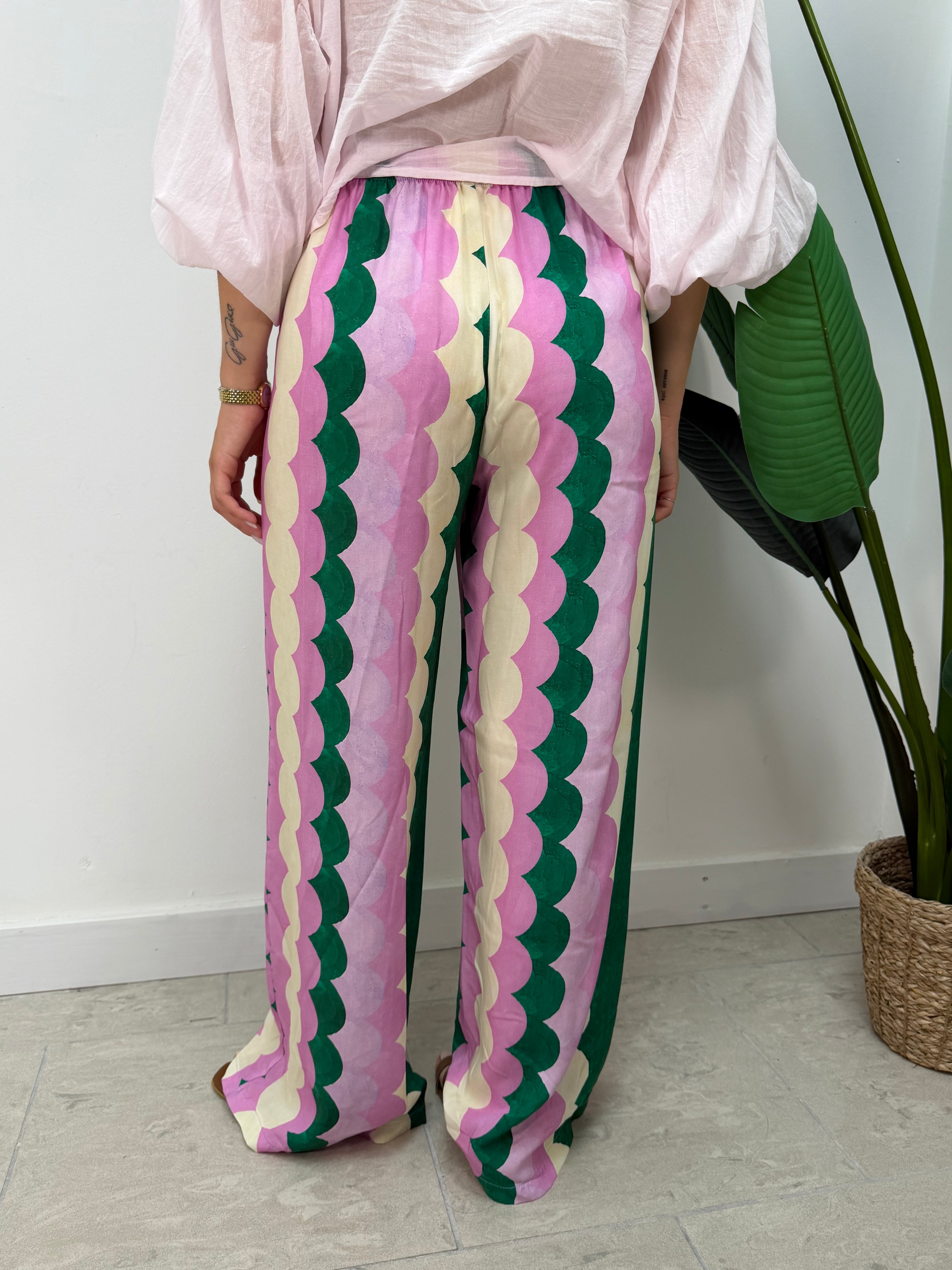Pantalone gamba dritta fantasia multicolor Tensione In