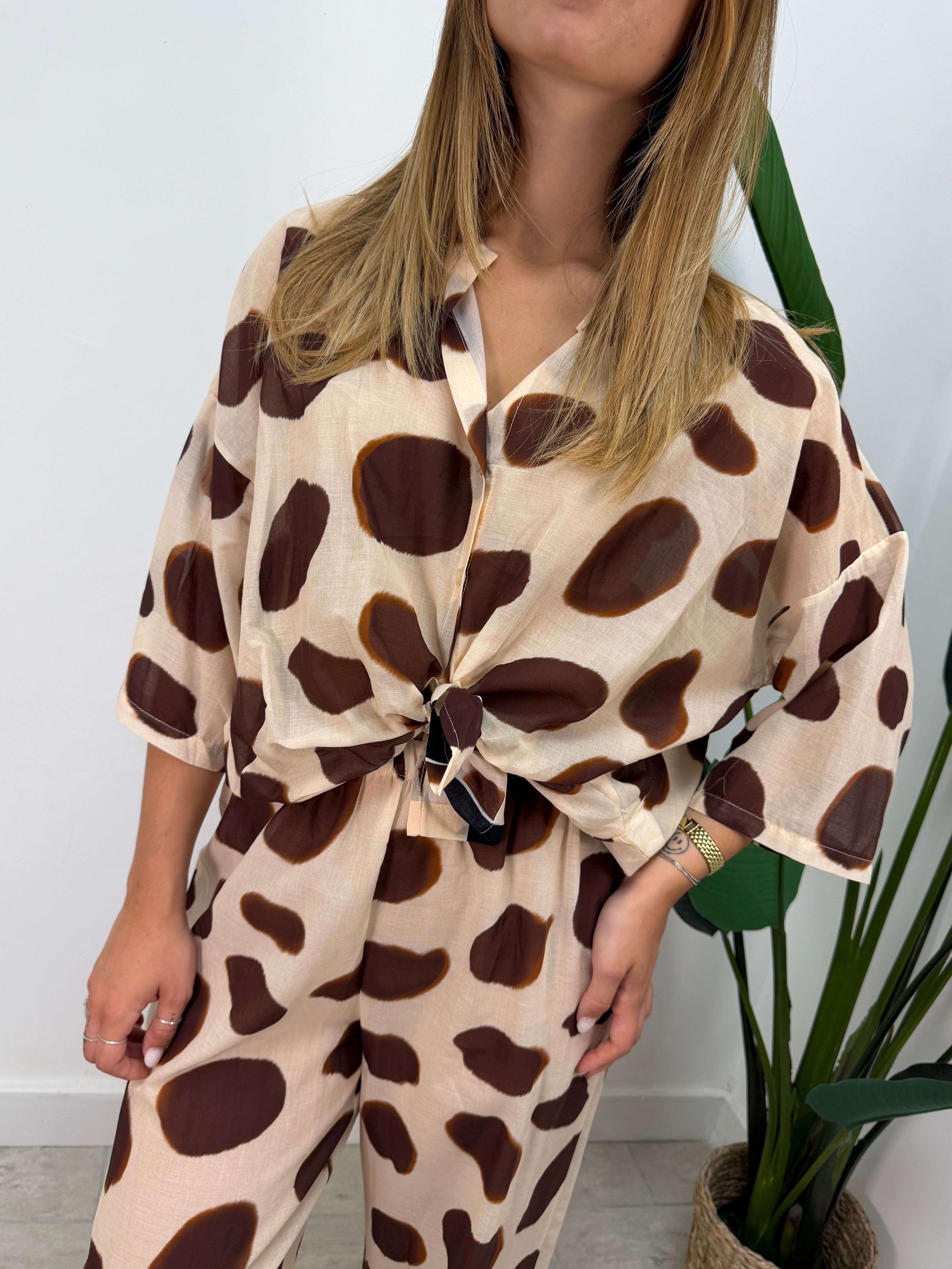 Camicia in mussola fantasia giraffa Tensione In
