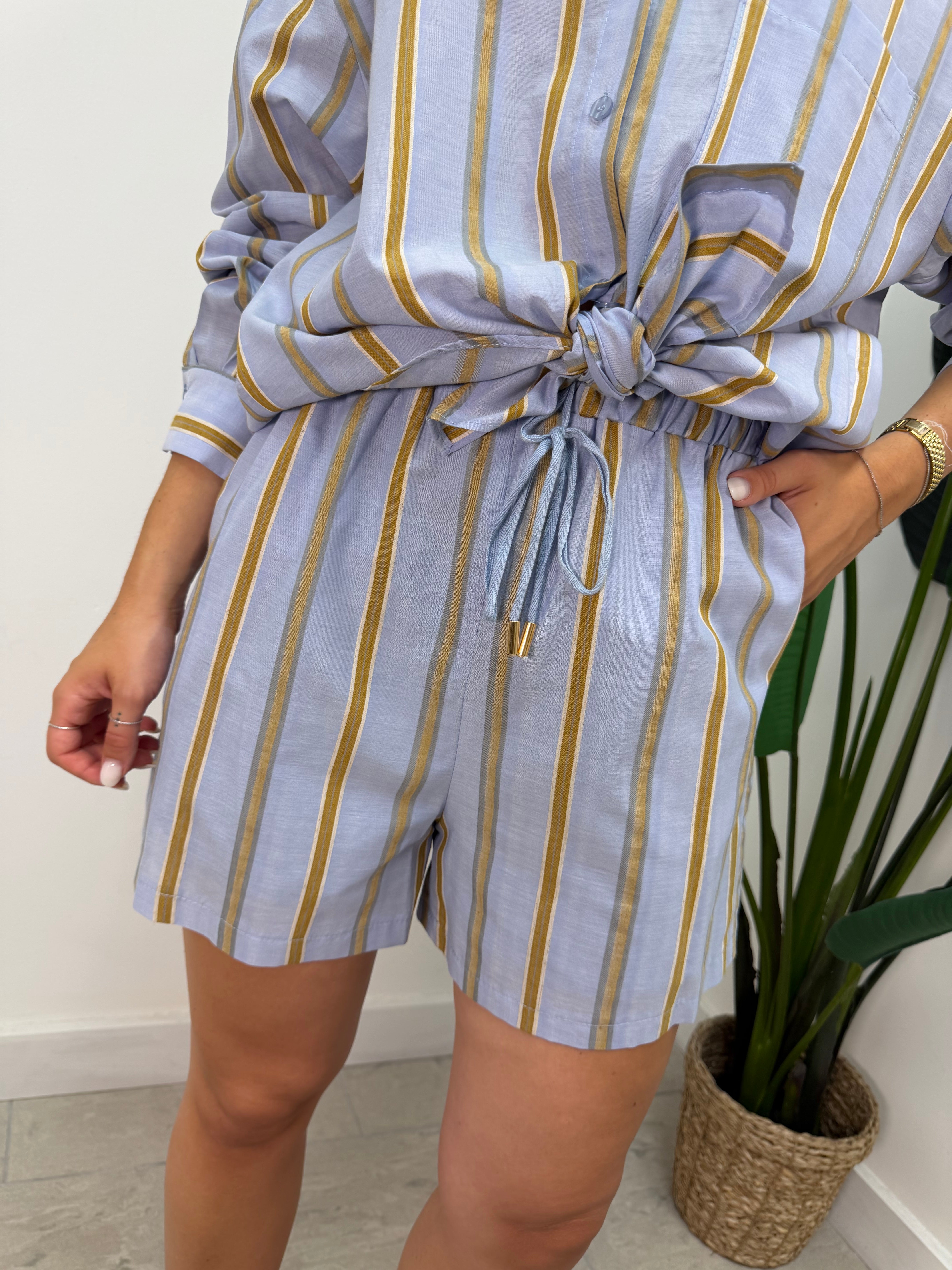 Coordinato camicia e short stampa riga Susy Mix