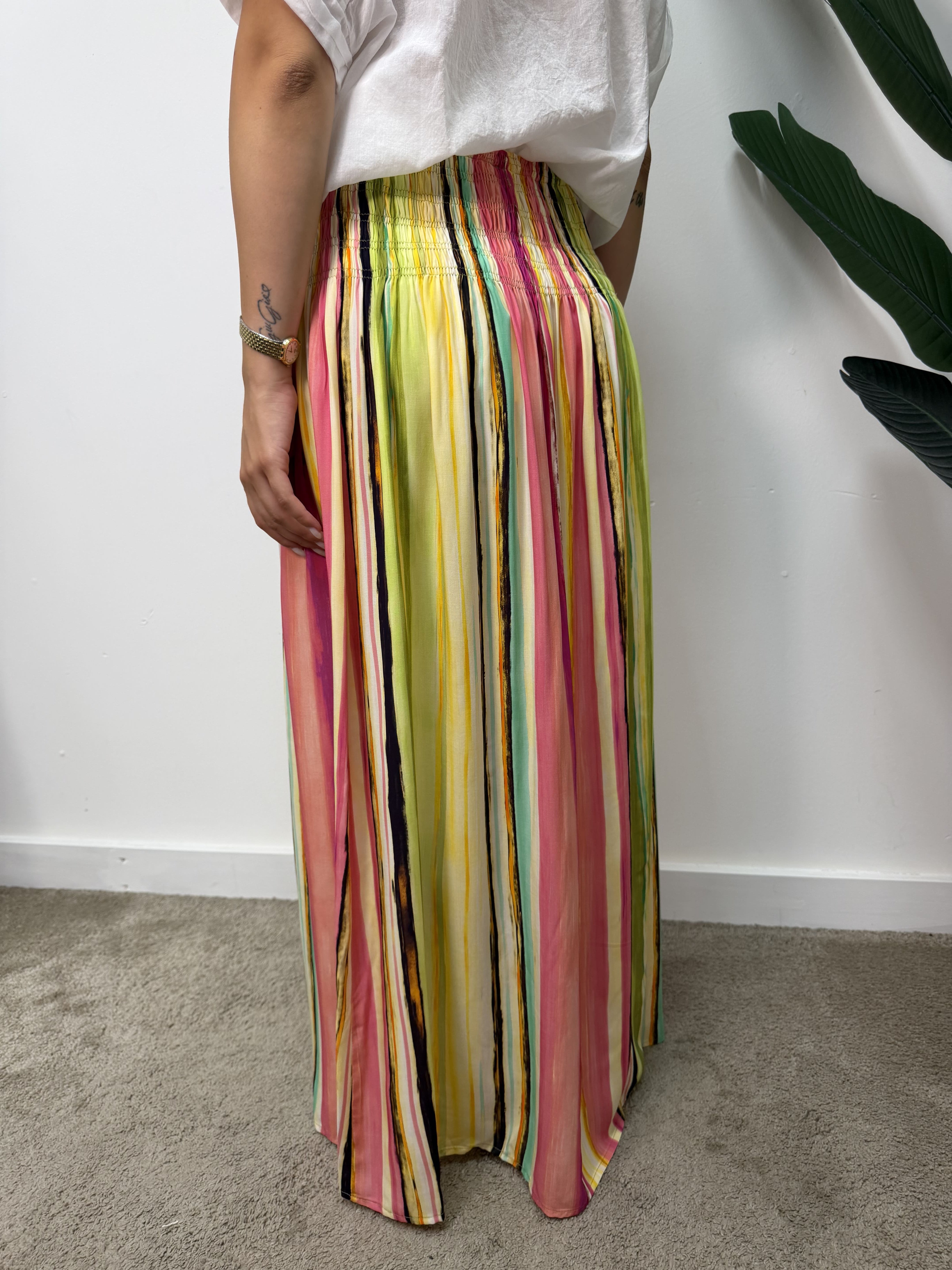 Gonna lunga stampa righe Tensione In