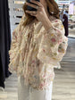 Camicia stampa floreale con rouches Dixie