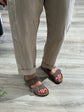 Pantalone baggy in lino con risvolto Susy Mix