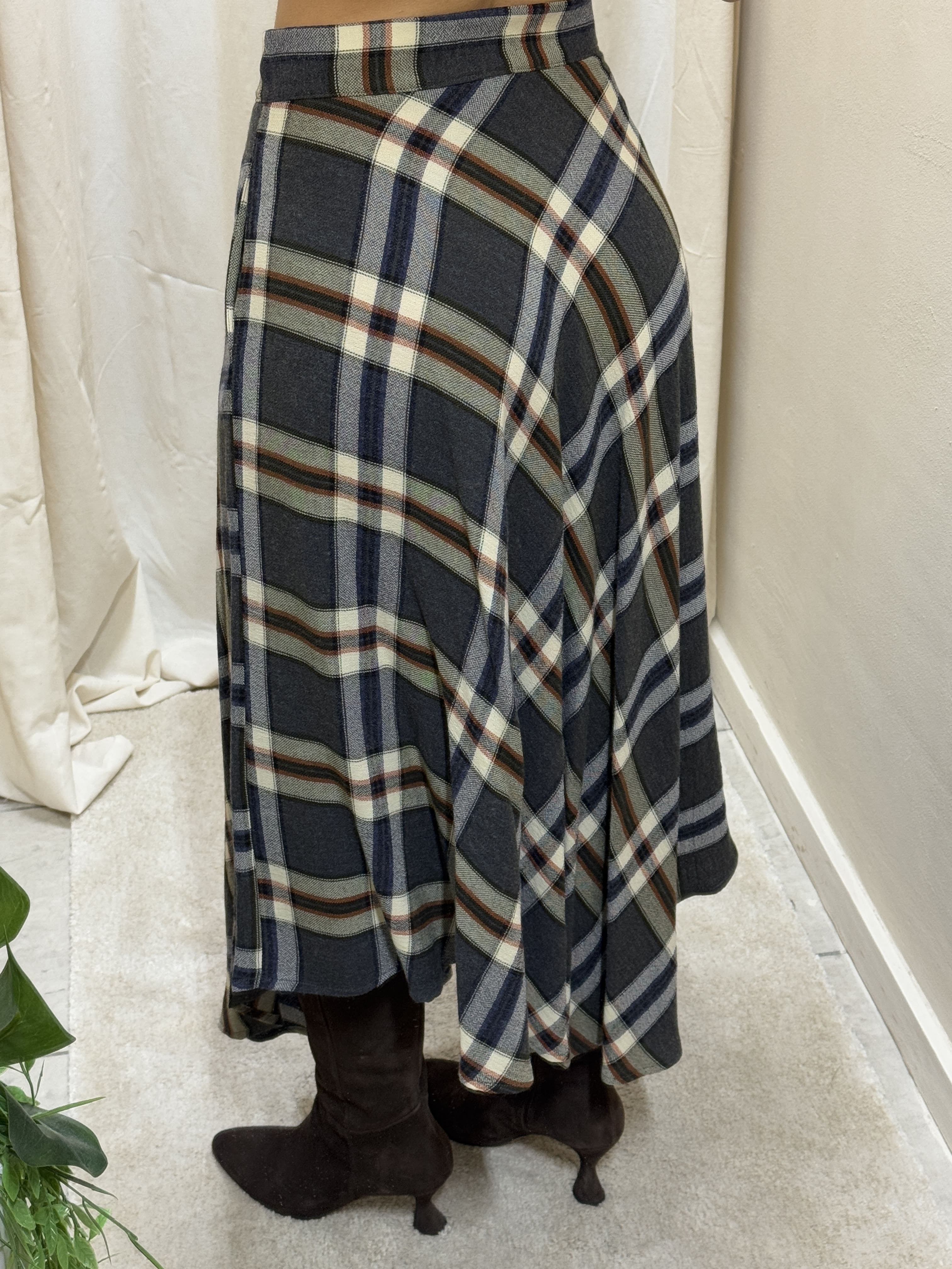 Gonna asimmetrica in tartan misto lana Dixie