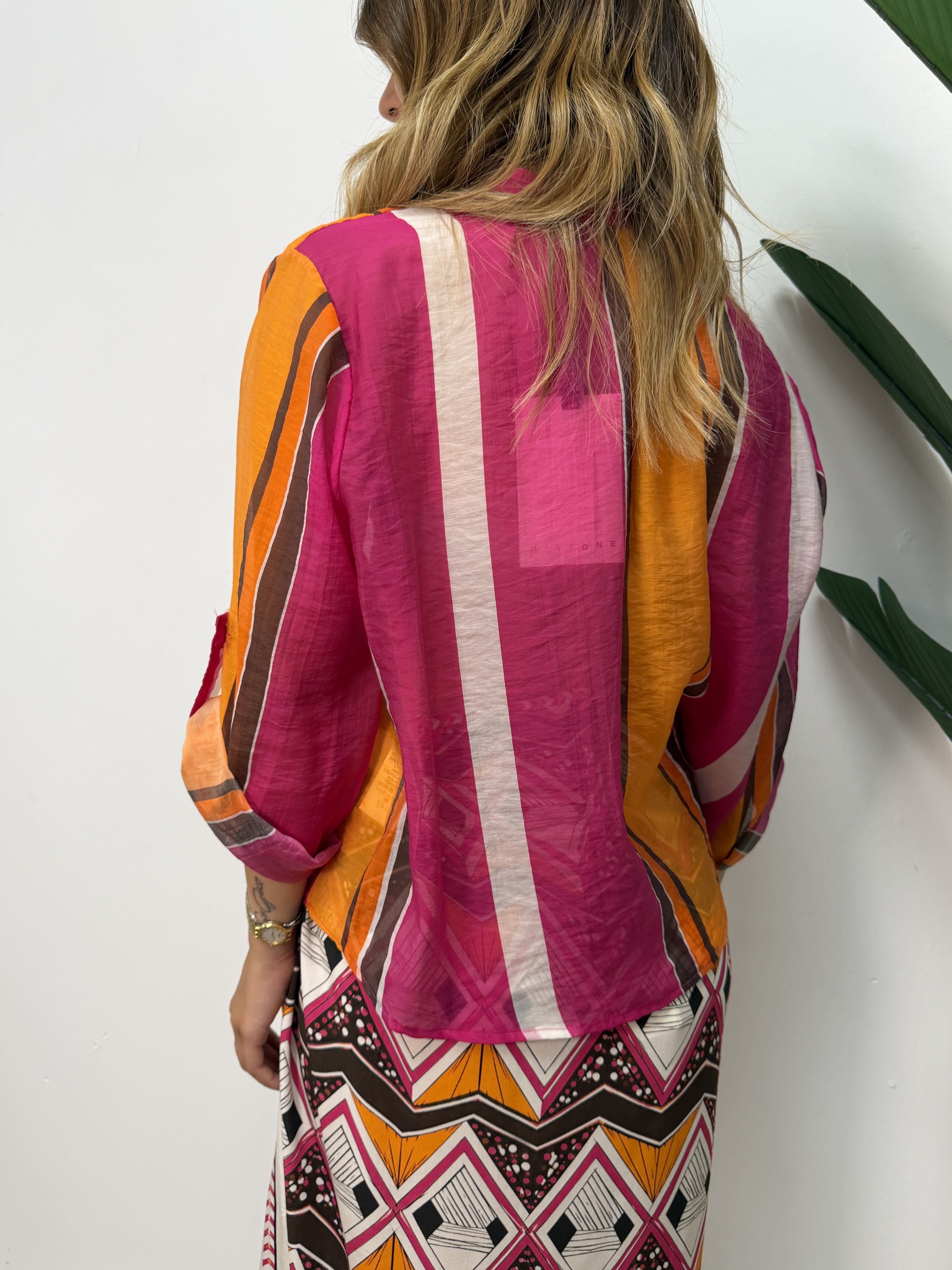 Camicia in lyocell righe colorate HaveOne THE ISLAND