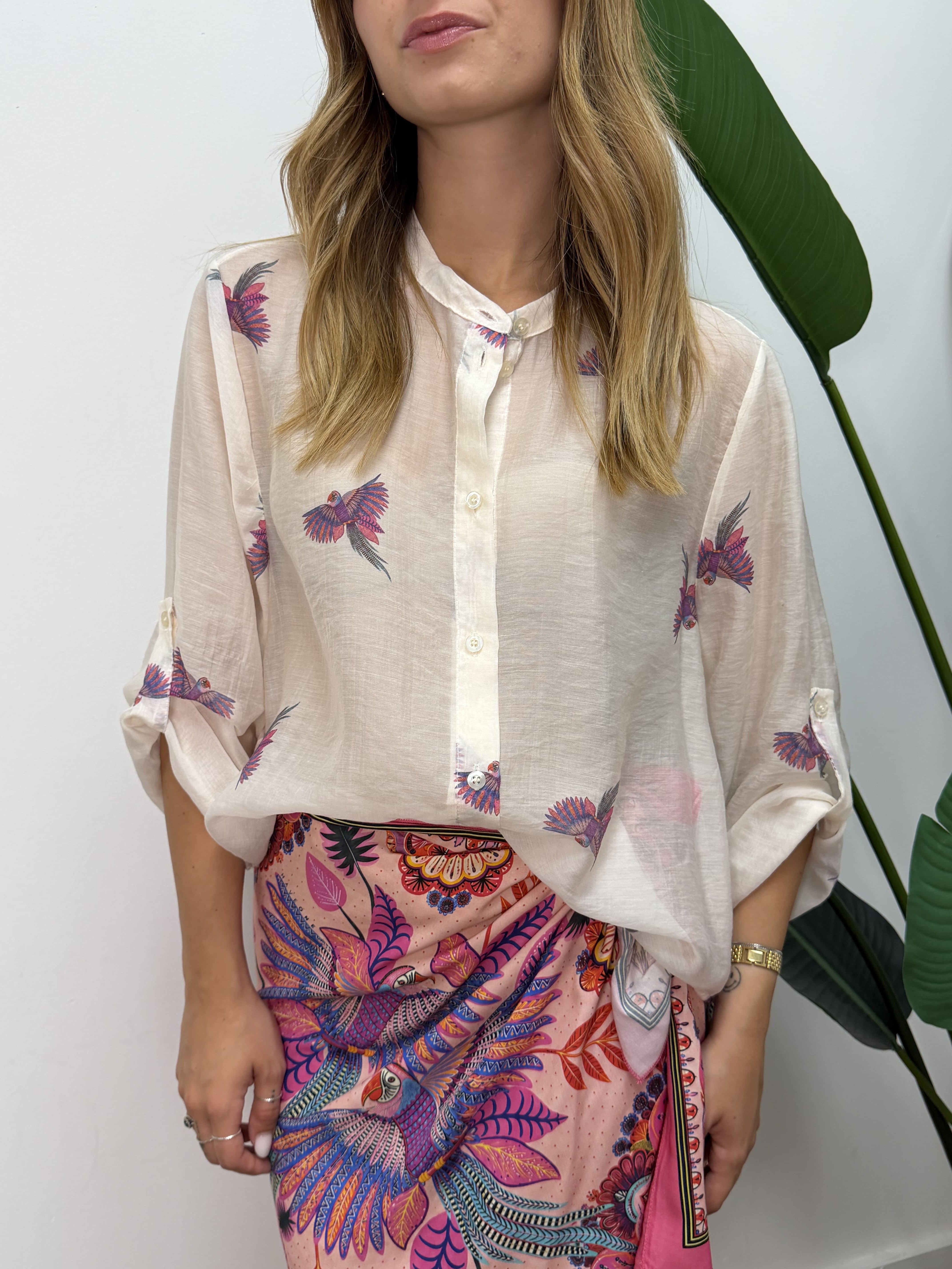 Camicia in lyocell pappagalli HaveOne THE ISLAND
