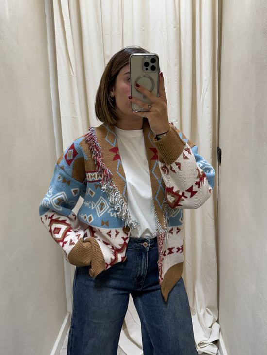 Cardigan caban corto multicolore HaveOne
