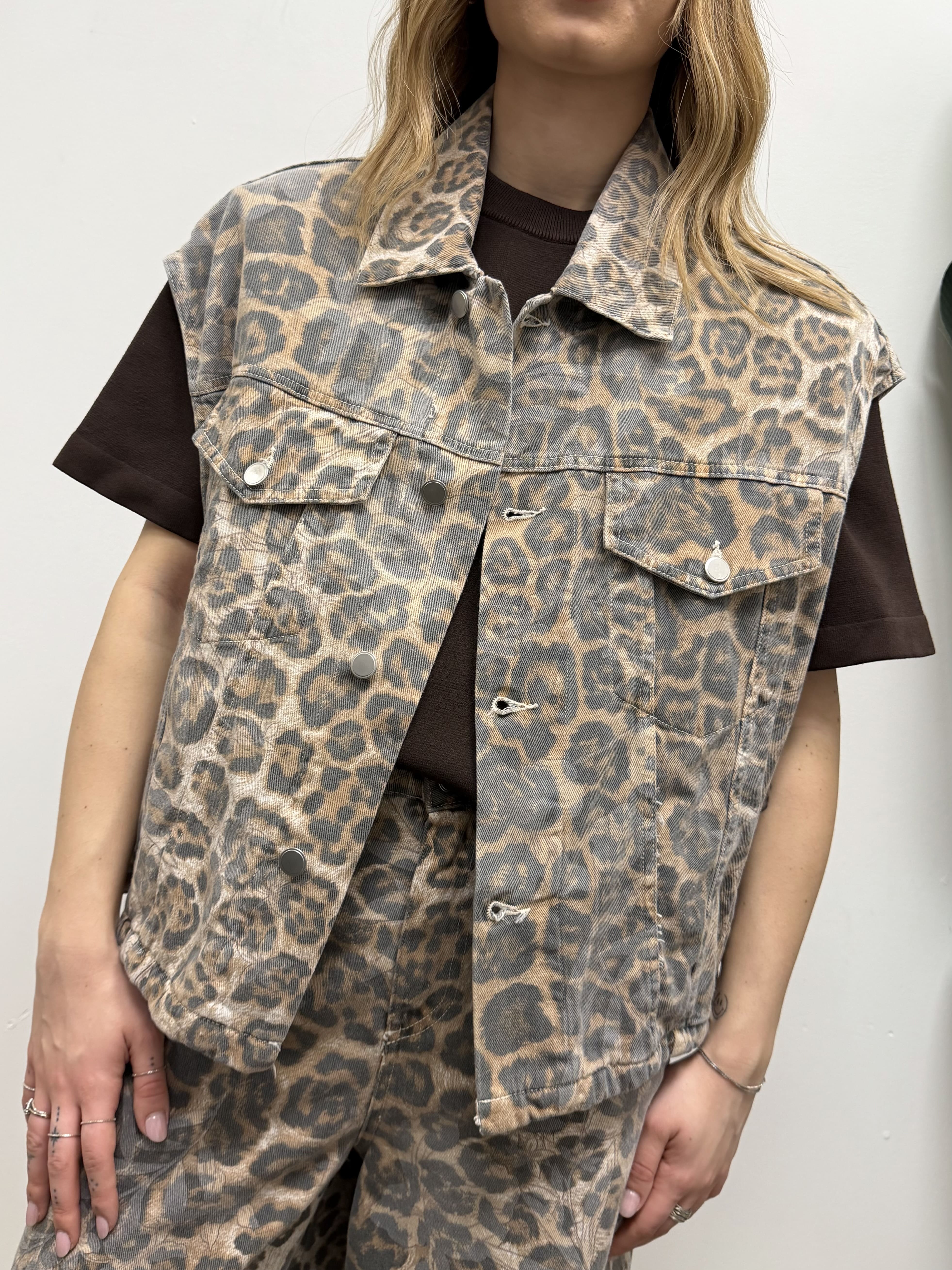 Gilet over in denim maculato Susy Mix