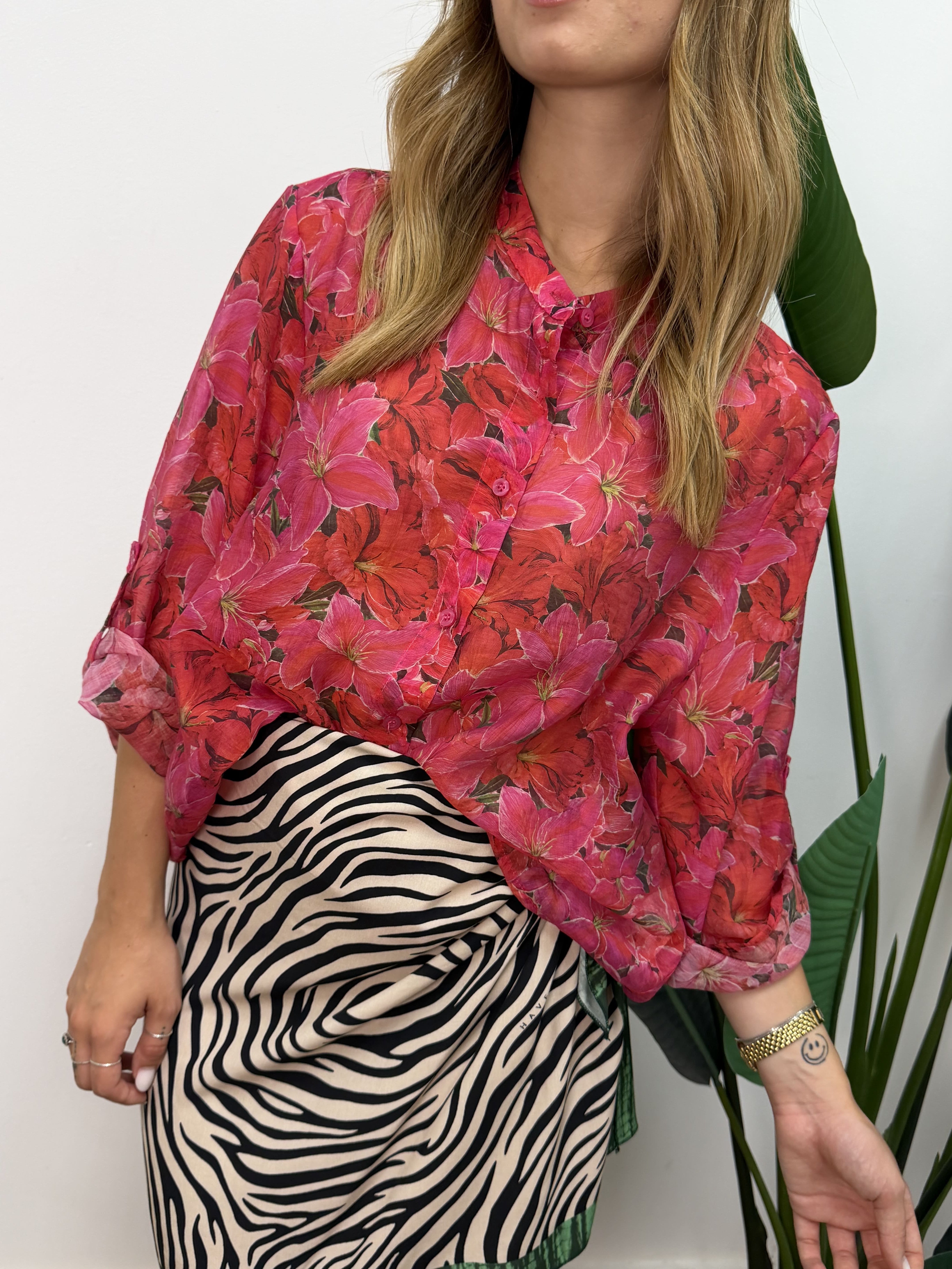 Camicia in lyocell stampa fiori HaveOne THE ISLAND
