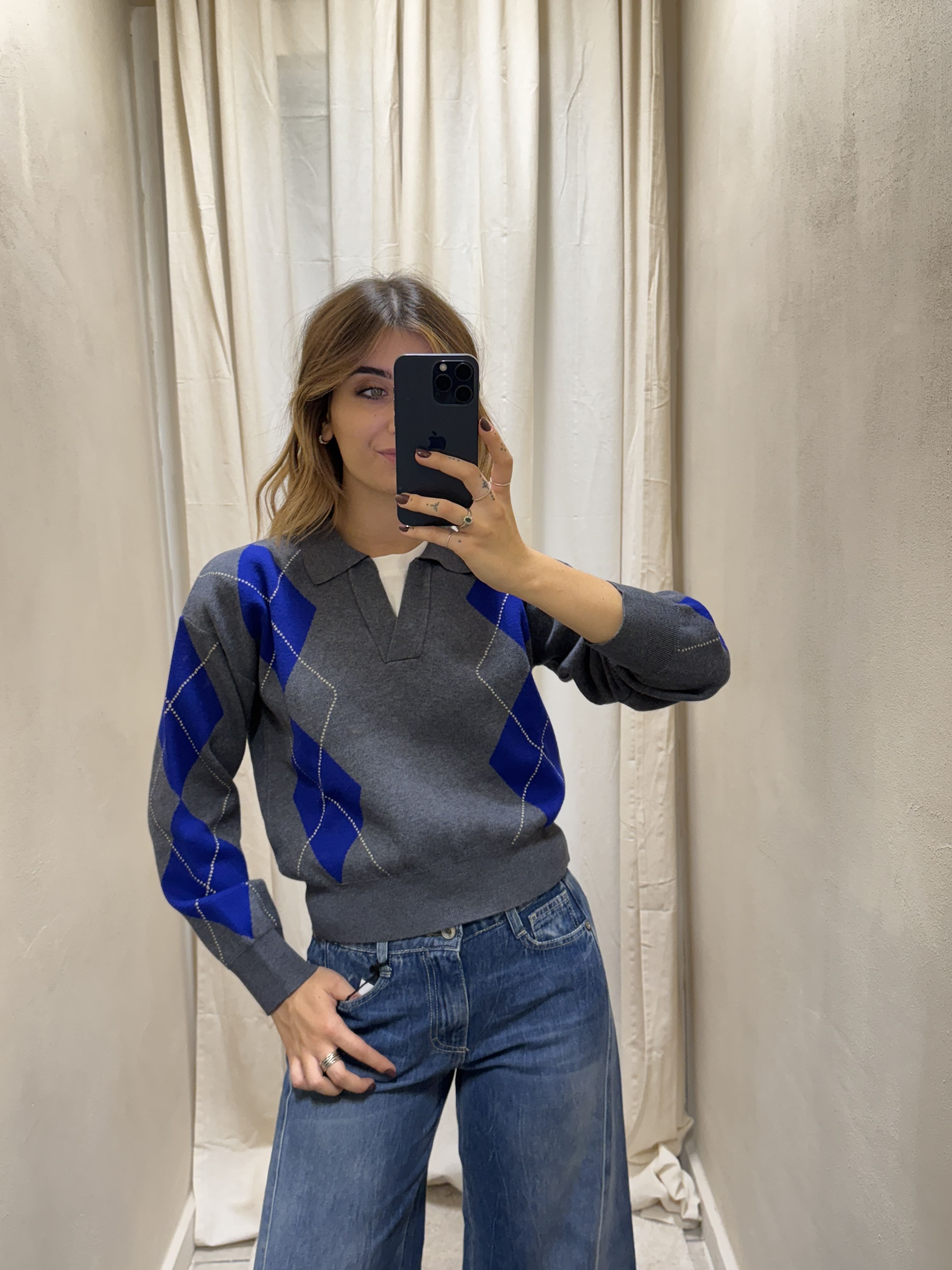 Maglione polo a rombi Dixie
