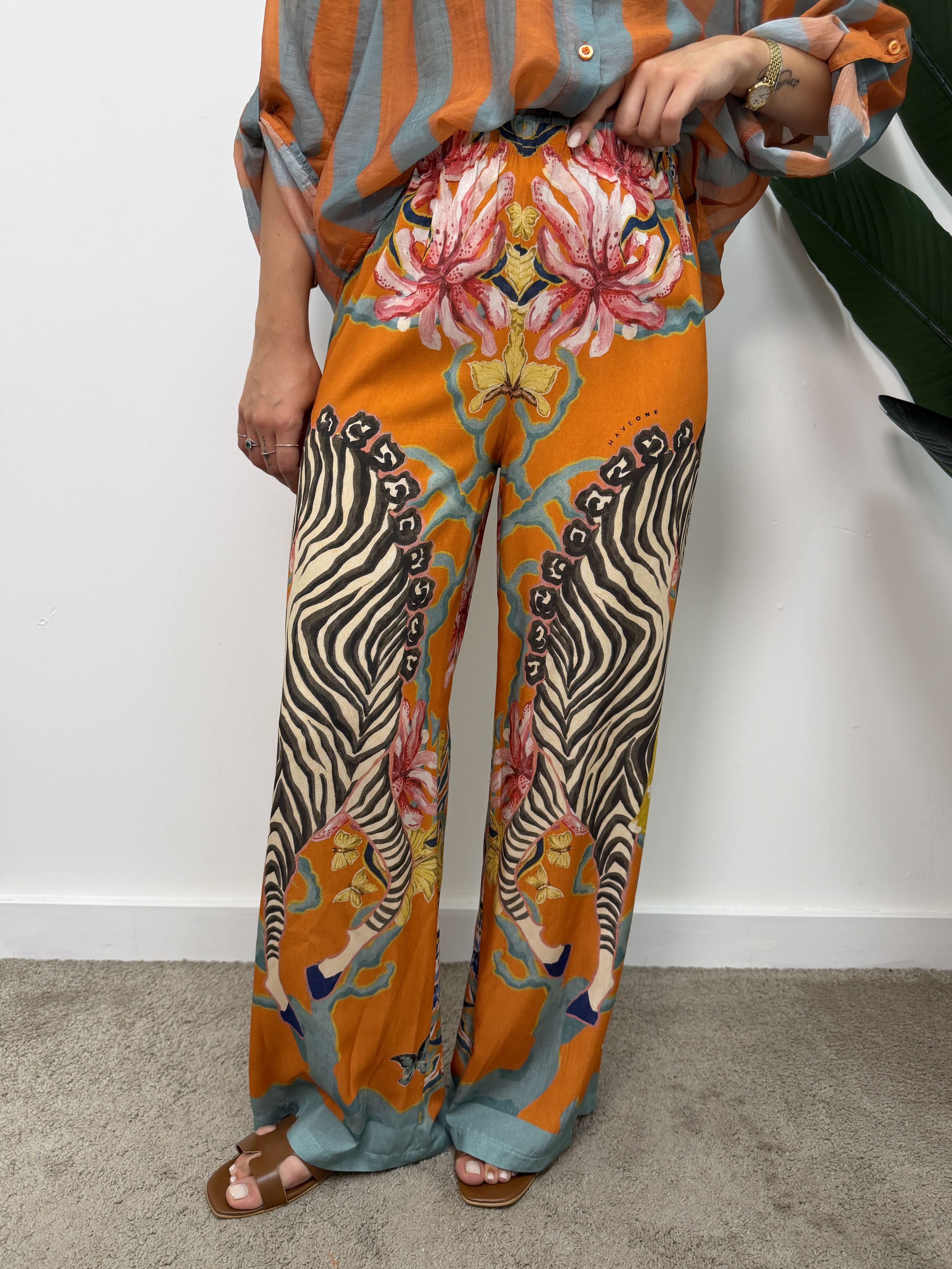 Pantalone stampa zebra HaveOne THE ISLAND